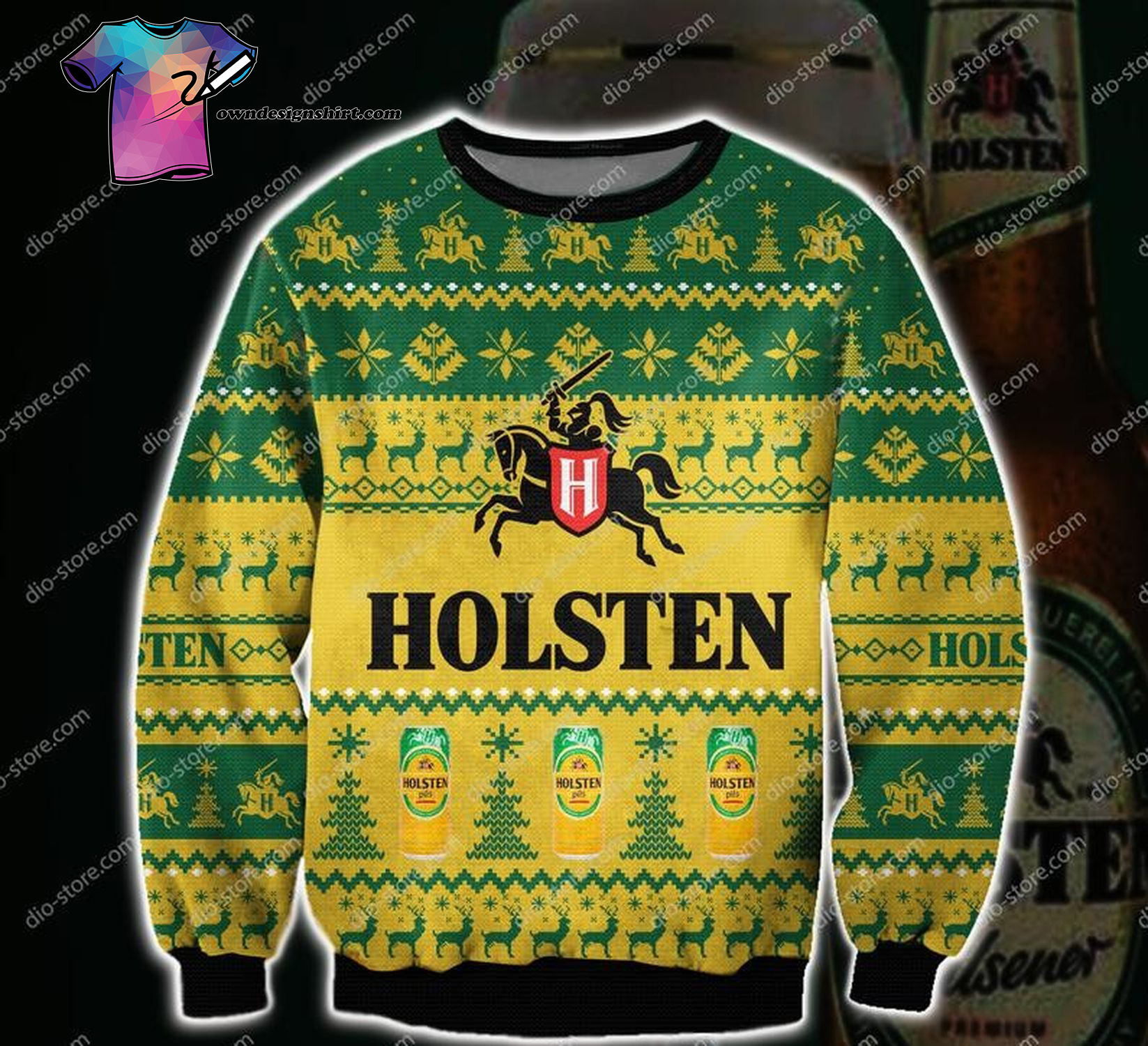 Holsten Pils All Over Printed Ugly Christmas Sweater