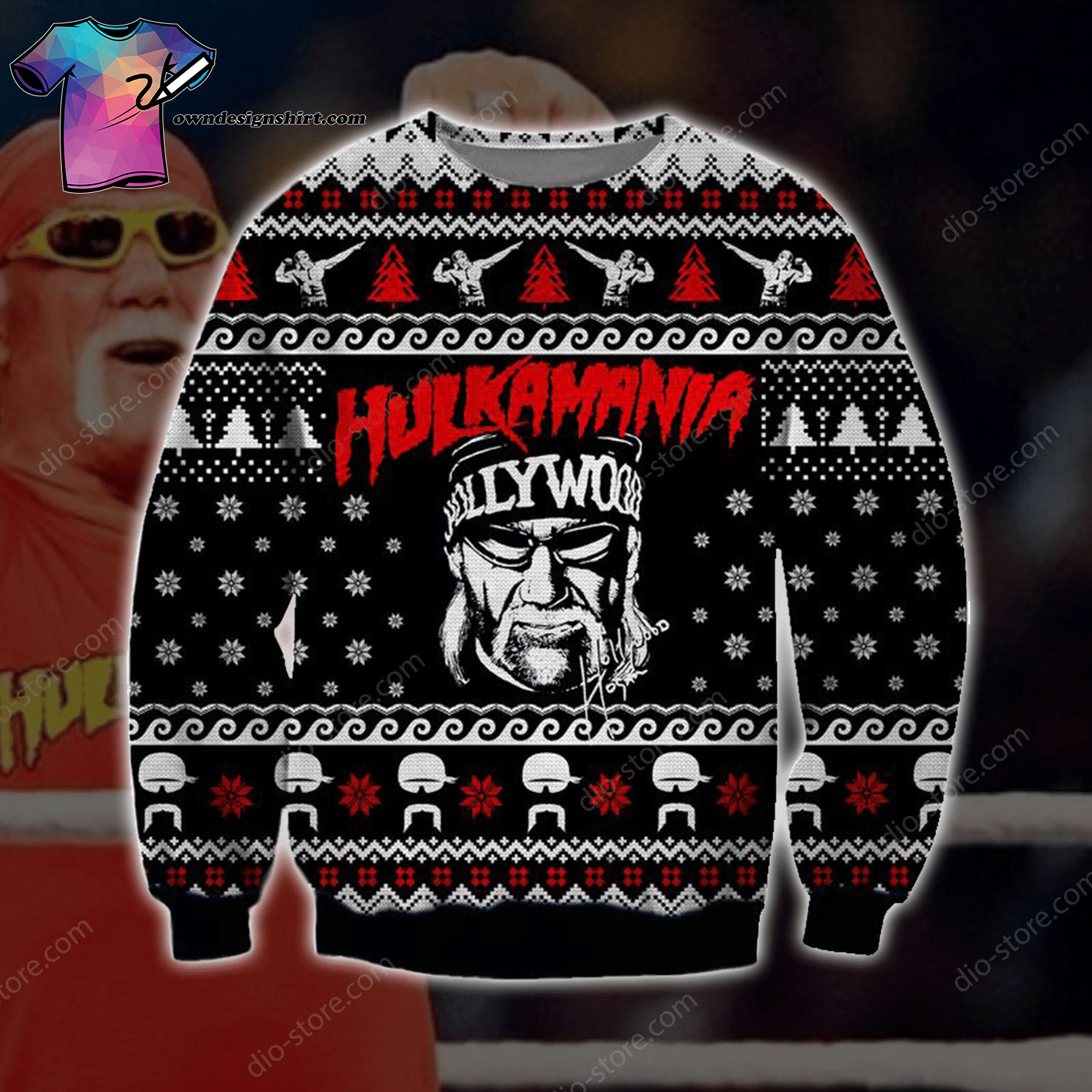 Hulk Hogan Hulkamania All Over Print Ugly Christmas Sweater