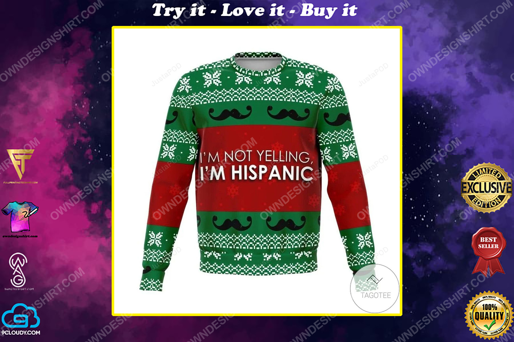 I'm not yelling i'm hispanic ugly christmas sweater