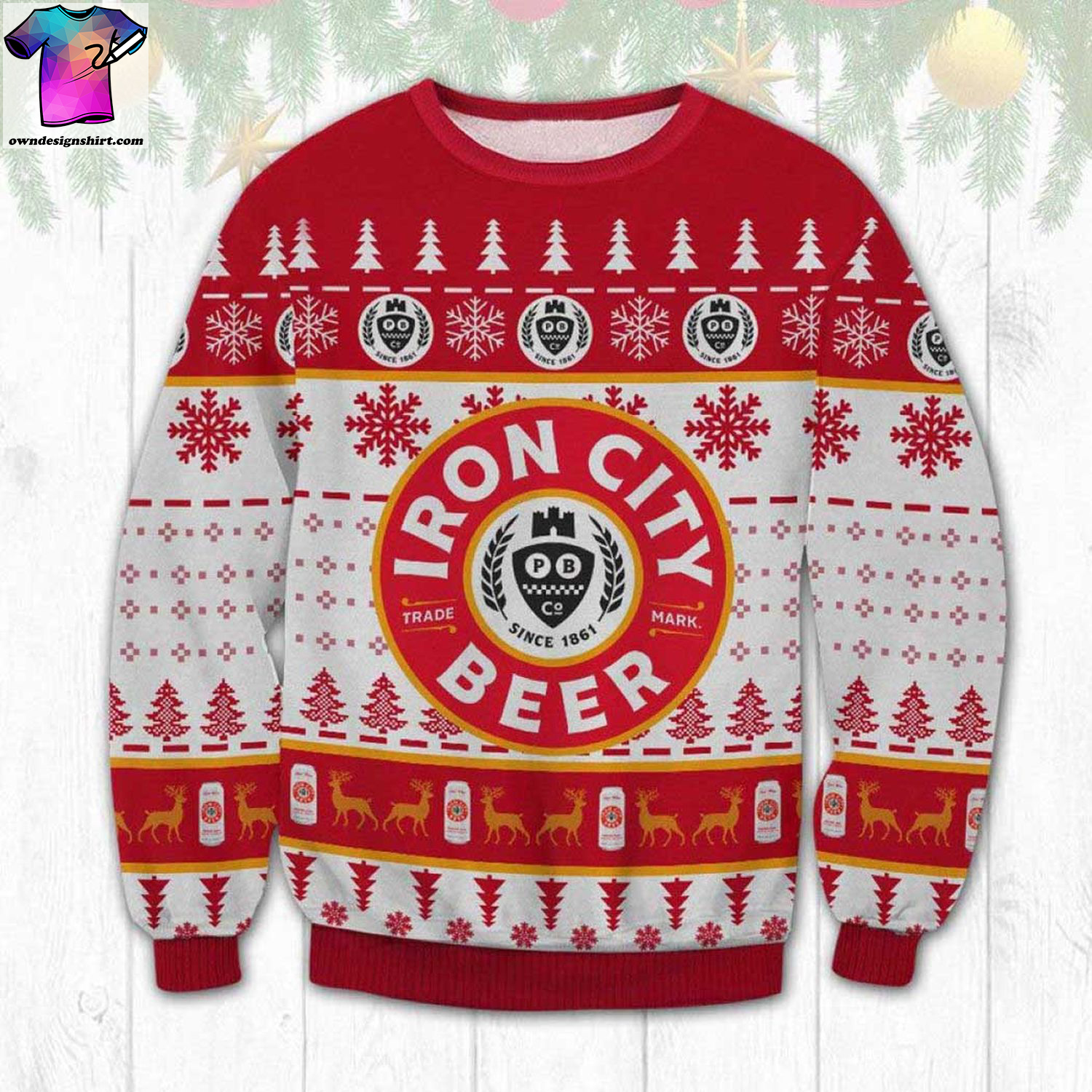 Iron city beer pittsburgh brewing ugly christmas sweater