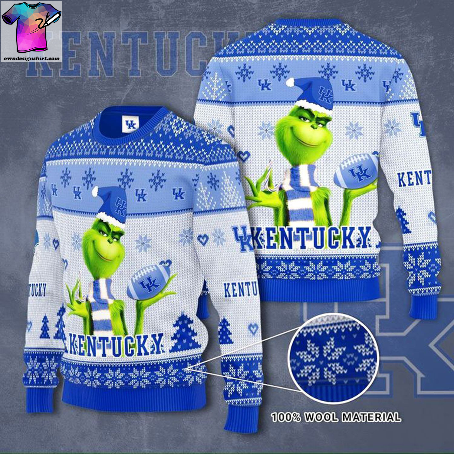 Kentucky wildcats and the grinch ugly christmas sweater