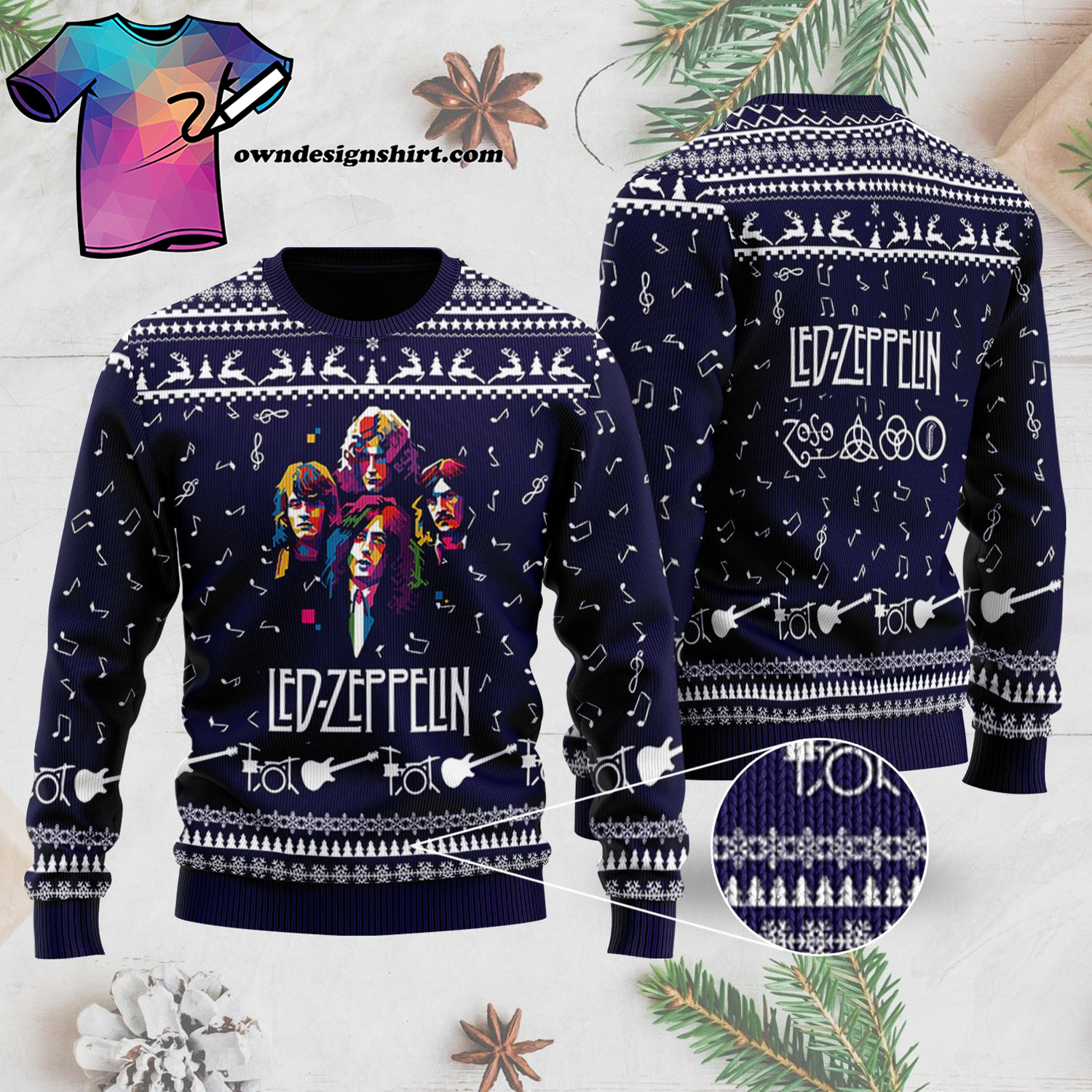Led Zeppelin Band Full Print Ugly Christmas Sweater