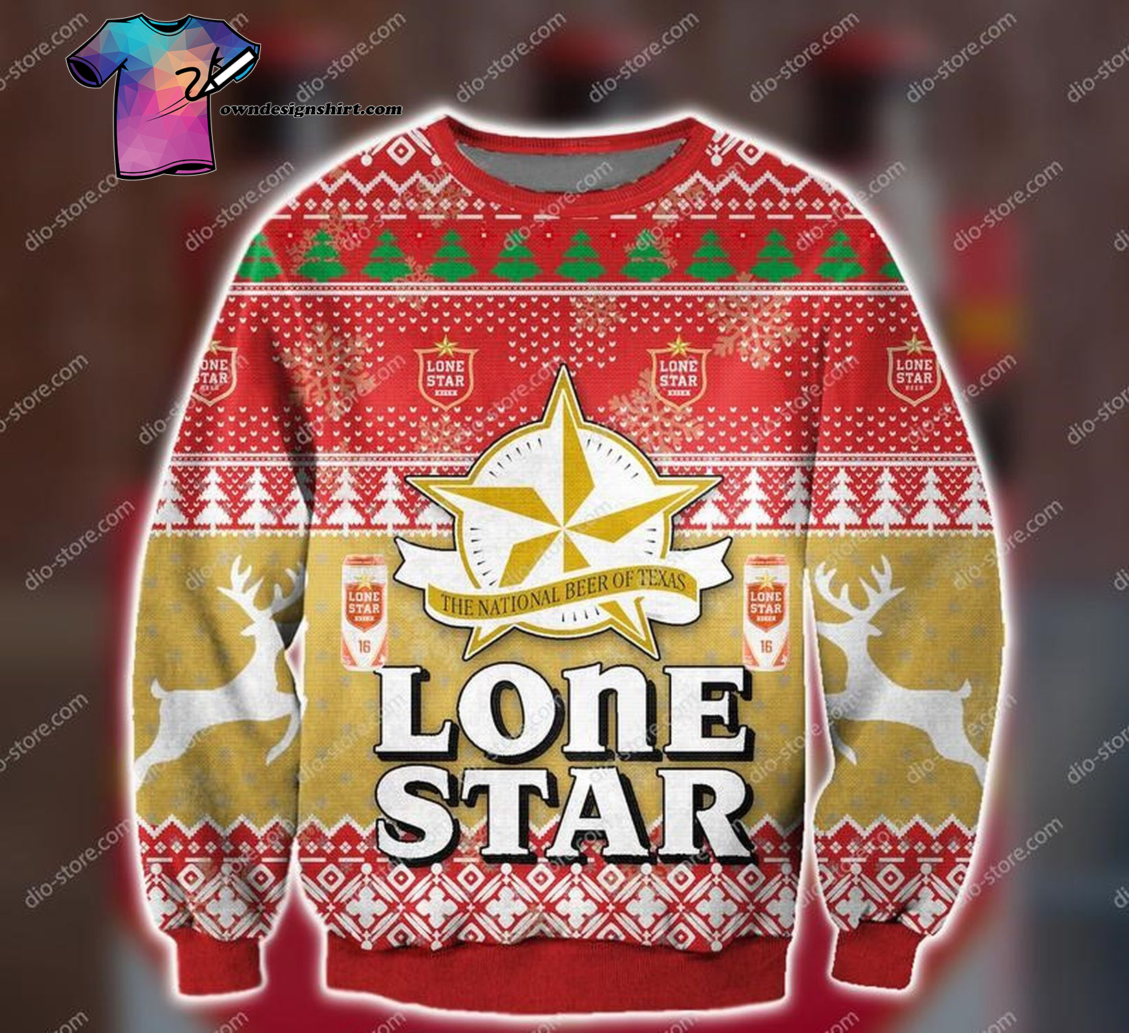 Lone Star The National Beer Of Texas Ugly Christmas Sweater