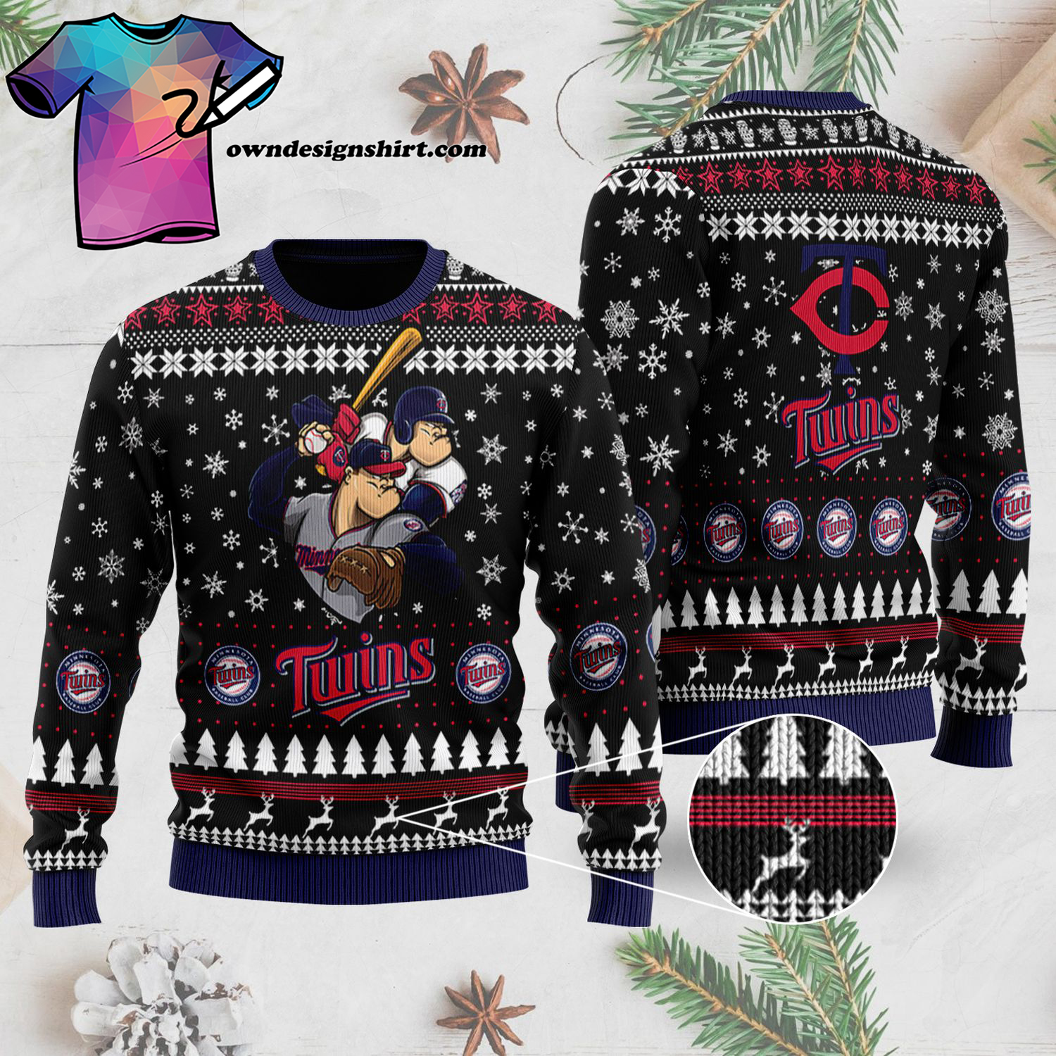 Major League Baseball Minnesota Twins Full Print Ugly Christmas Sweater