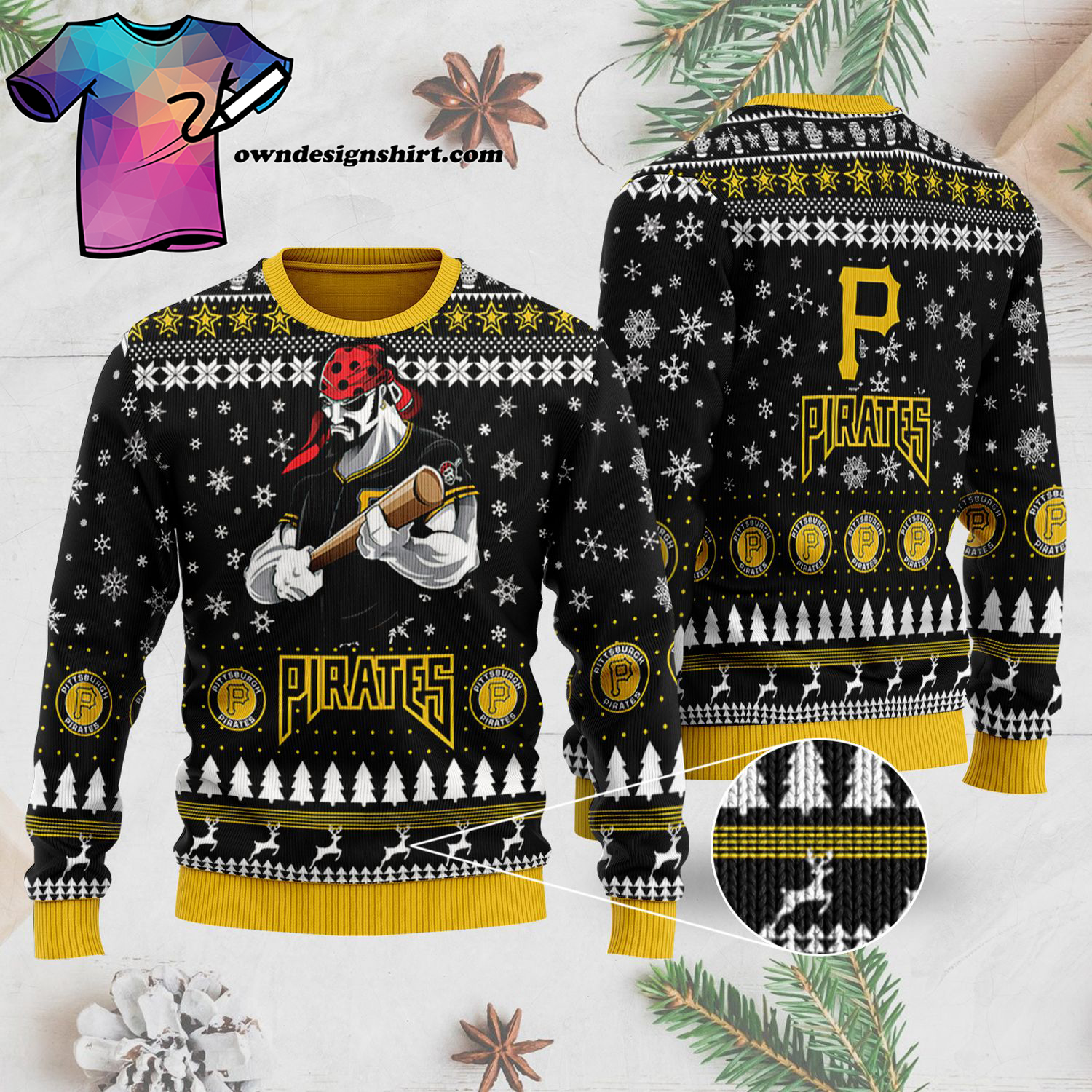 Major League Baseball Pittsburgh Pirates Full Print Ugly Christmas Sweater
