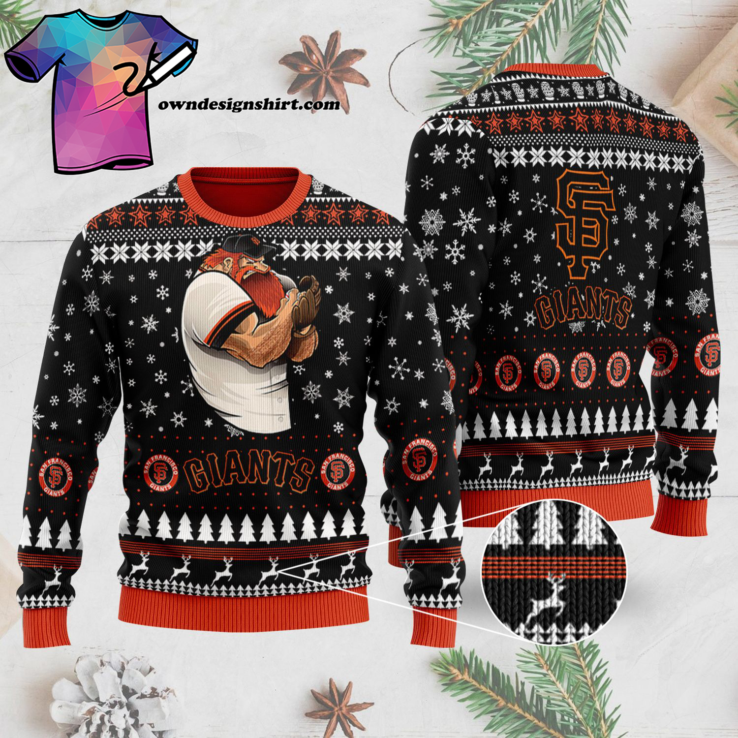Major League Baseball San Francisco Giants Full Print Ugly Christmas Sweater - Copy