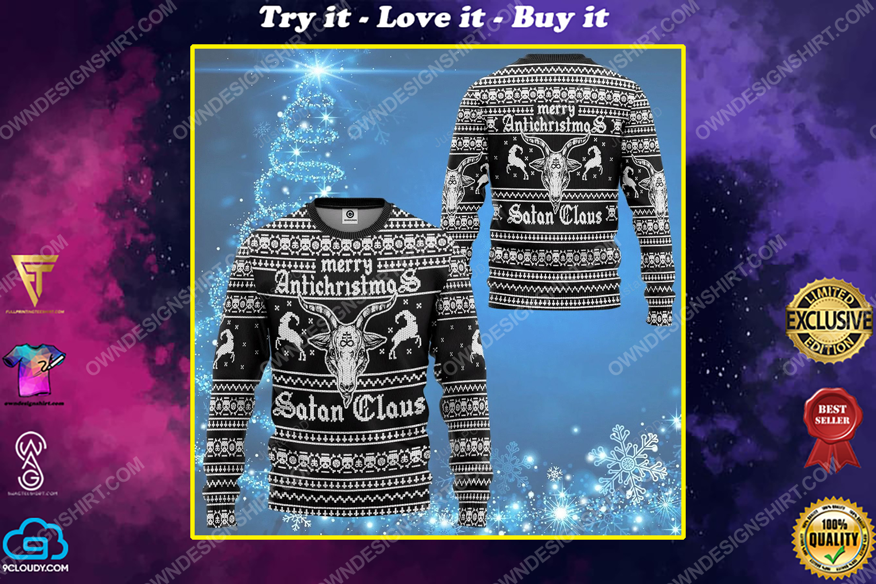 Merry antichristmas satan claus ugly christmas sweater