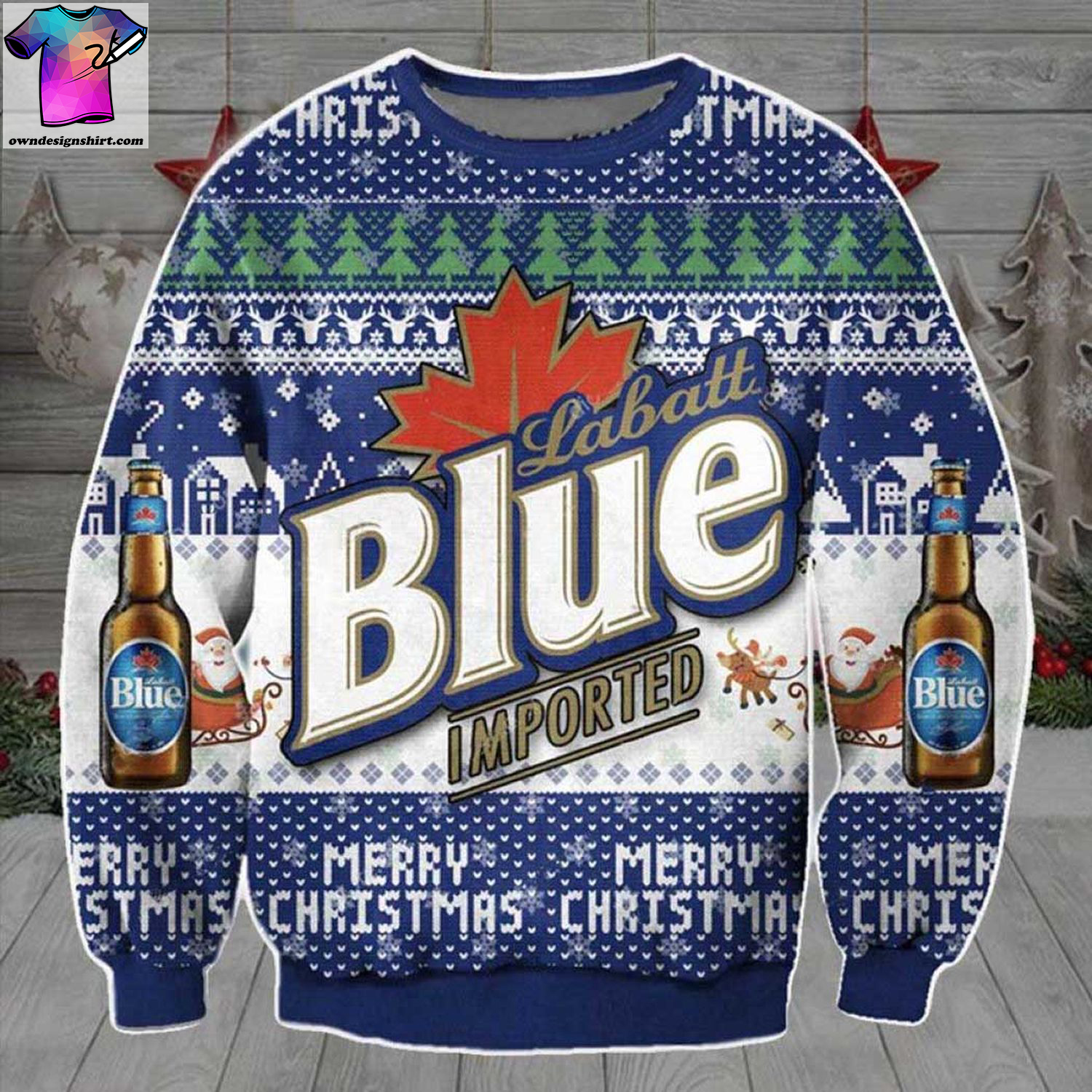 Merry christmas labatt blue imported canadian pilsener ugly christmas sweater