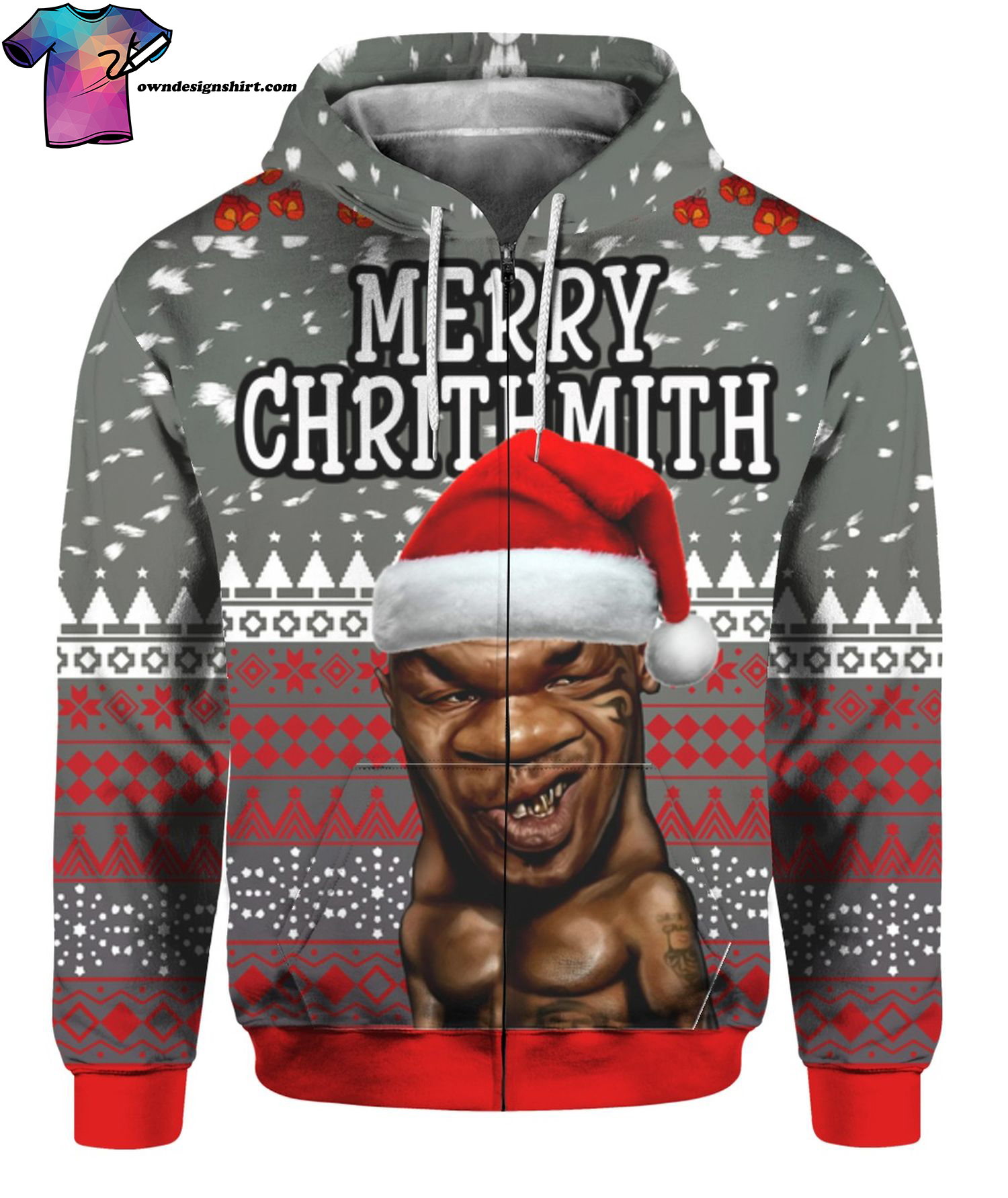 Mike Tyson Merry Chrithmith Full Print Ugly Christmas Sweater