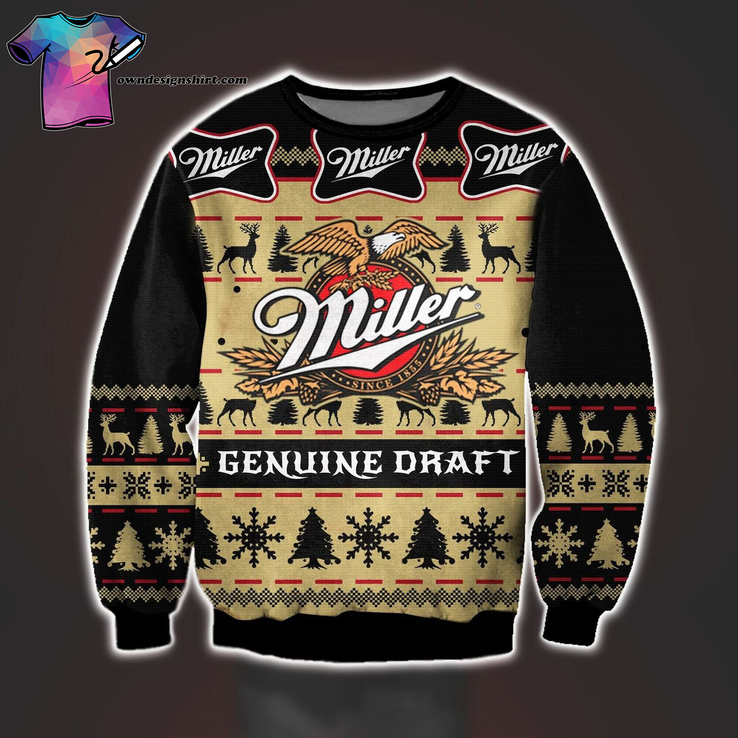 Miller Genuine Draft Beer Full Print Ugly Christmas Sweater