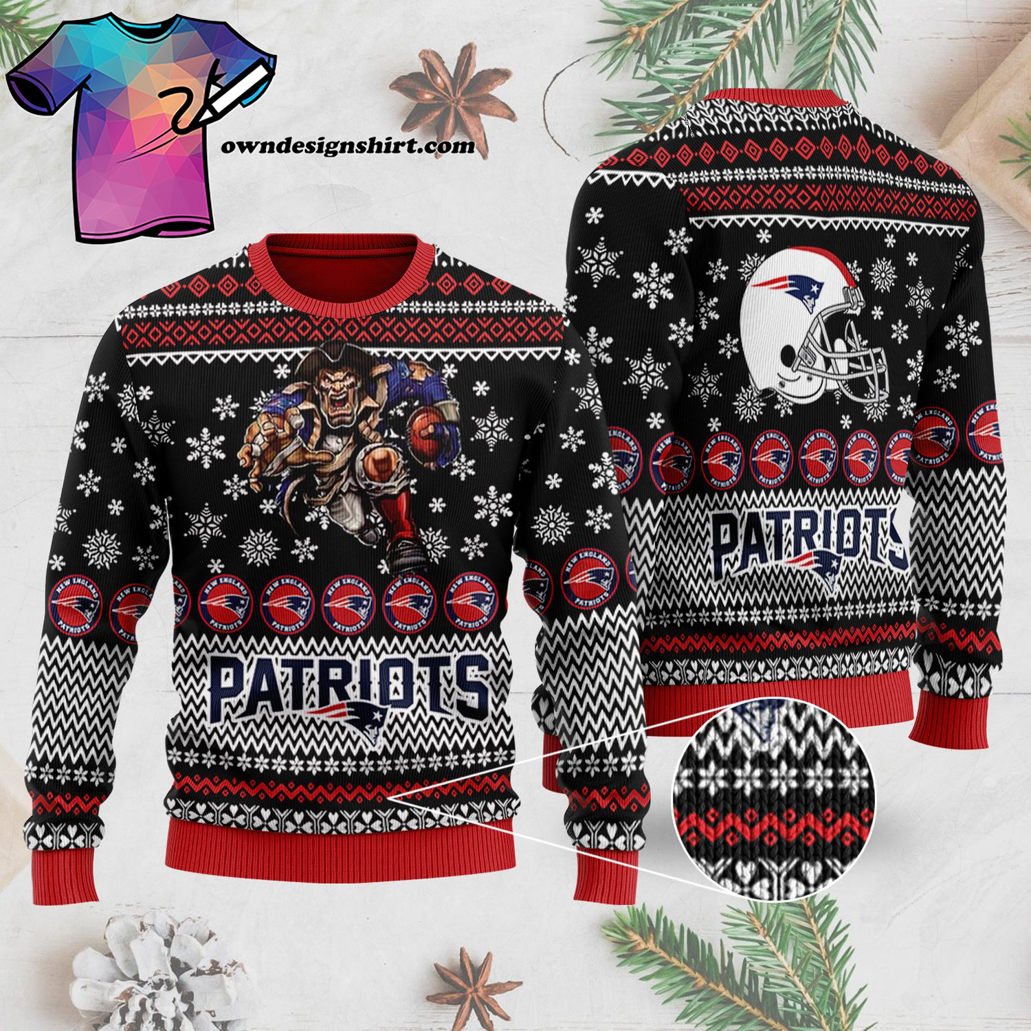 National Football League New England Patriots Full Print Ugly Christmas Sweater