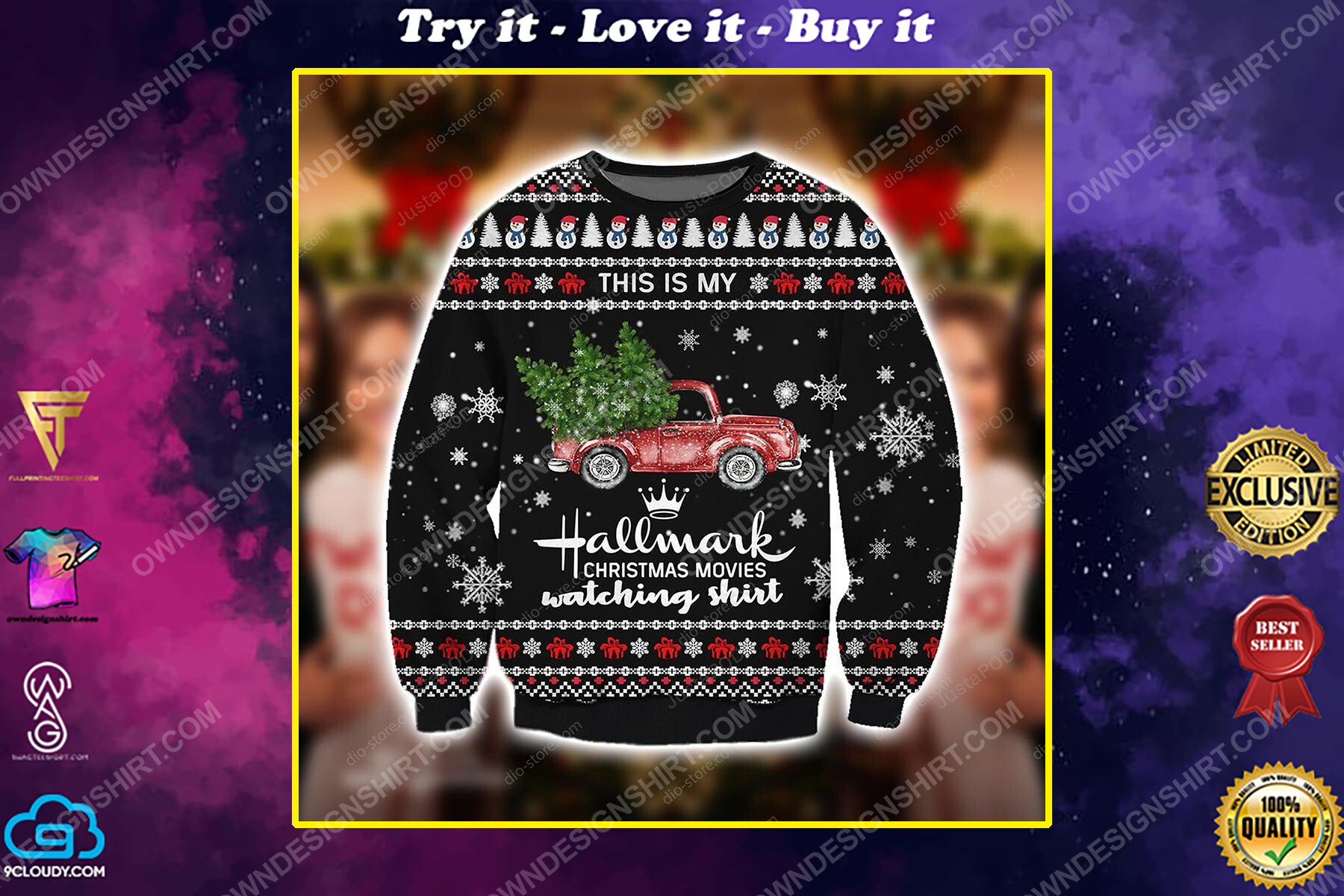Red truck this is my hallmark christmas movie watching shirt ugly christmas sweater