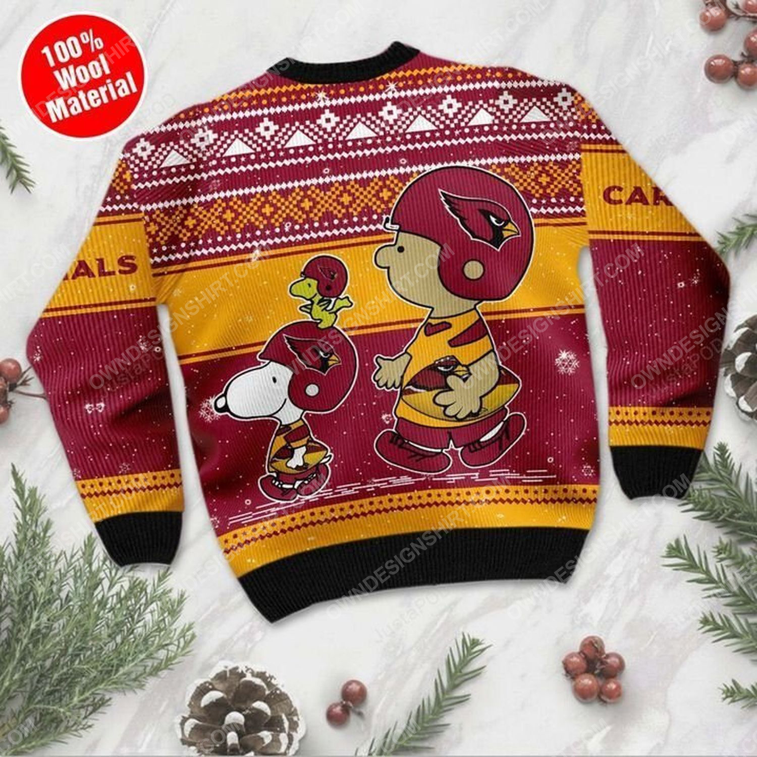 Snoopy and charlie brown arizona cardinals full print ugly christmas sweater