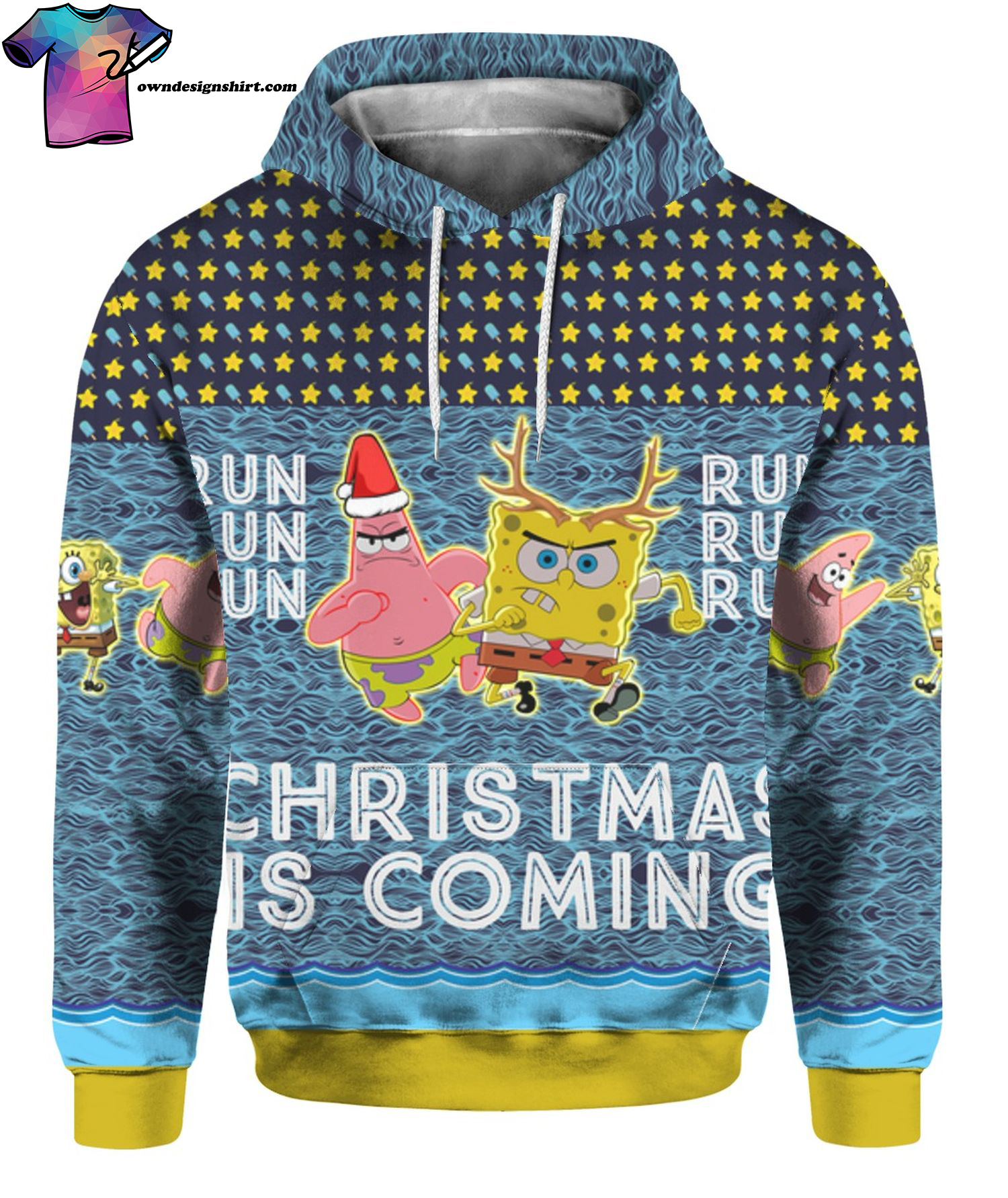 Spongebob Patrick Star Christmas Is Coming Full Print Ugly Christmas Sweater