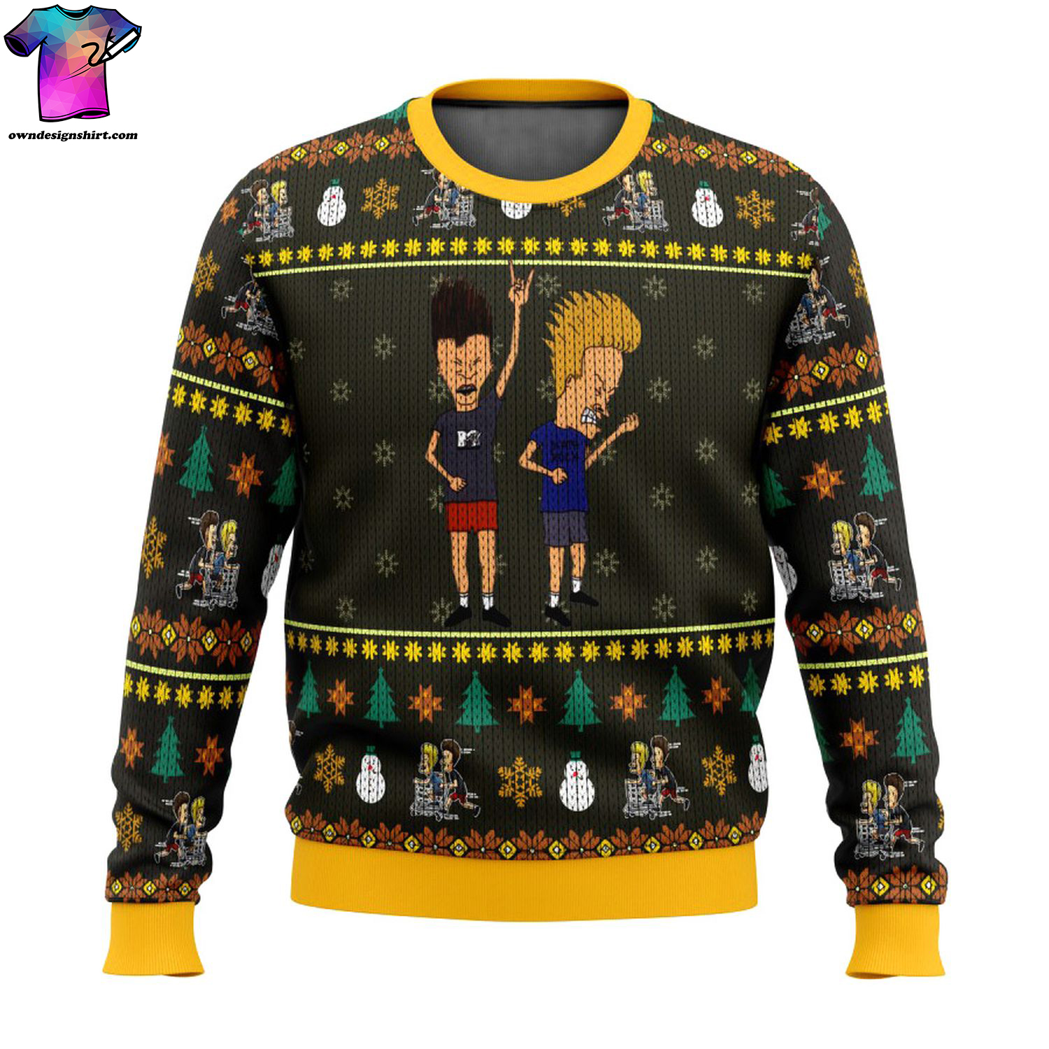 TV show beavis and butt-head ugly christmas sweater