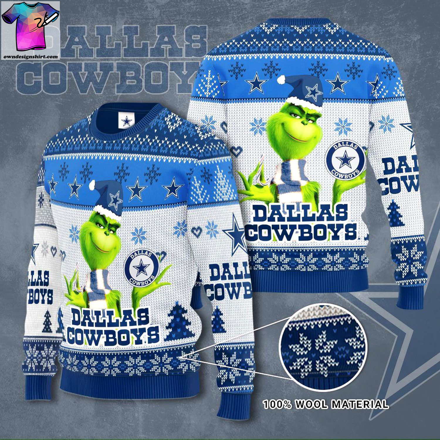 The grinch and dallas cowboys ugly christmas sweater - Copy (2)