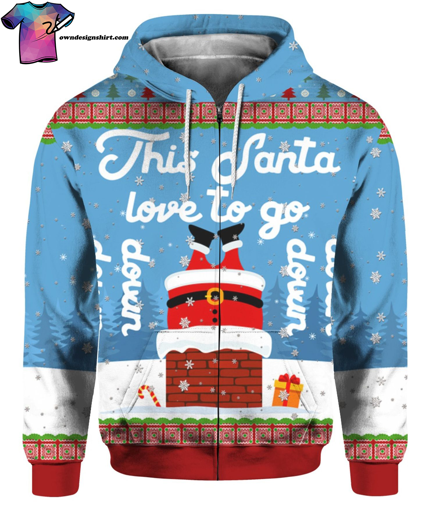 This Santa Love To Go Full Print Ugly Christmas Sweater