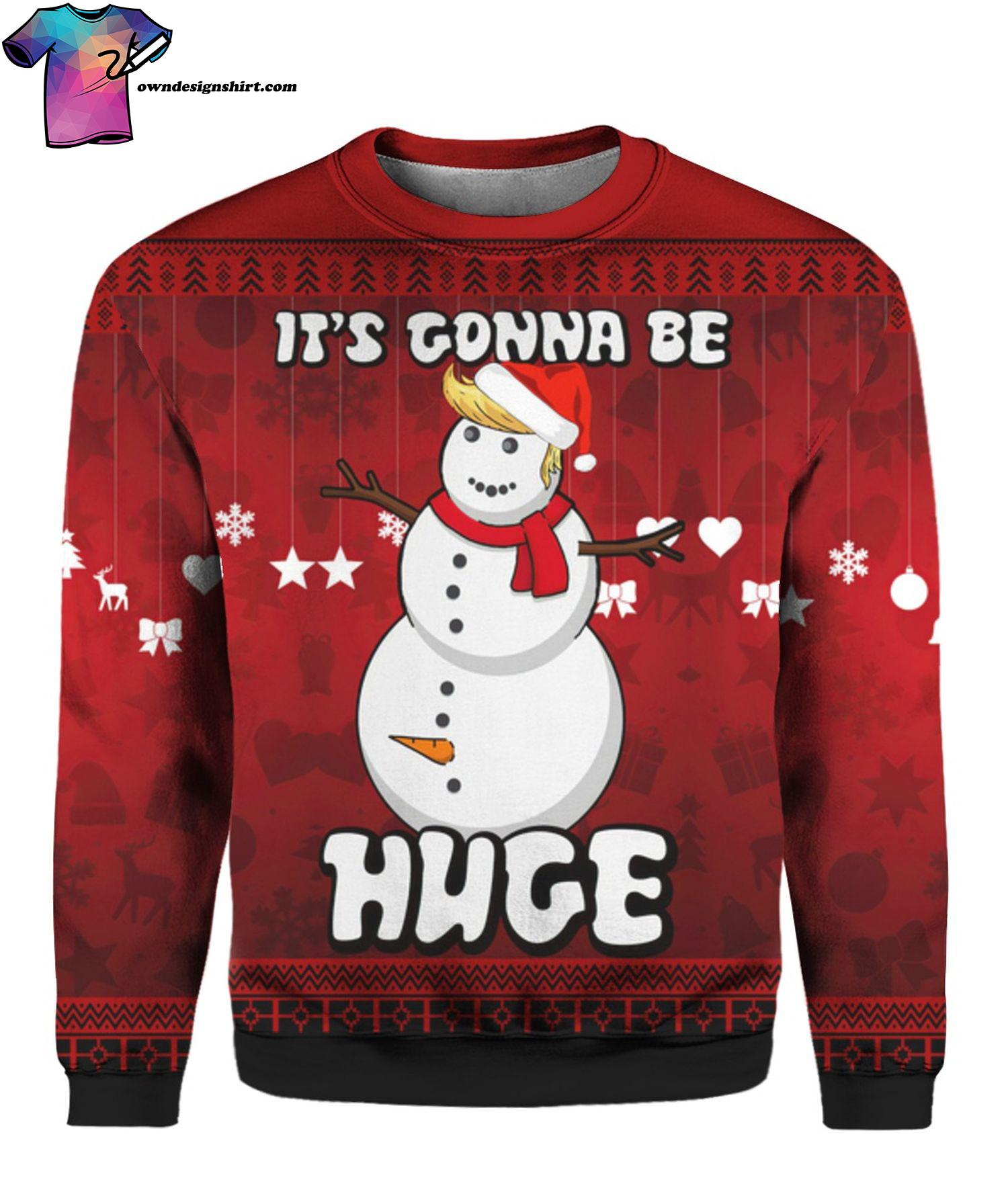 Trump Snowman It’s Gonna Be Huge Full Print Ugly Christmas Sweater
