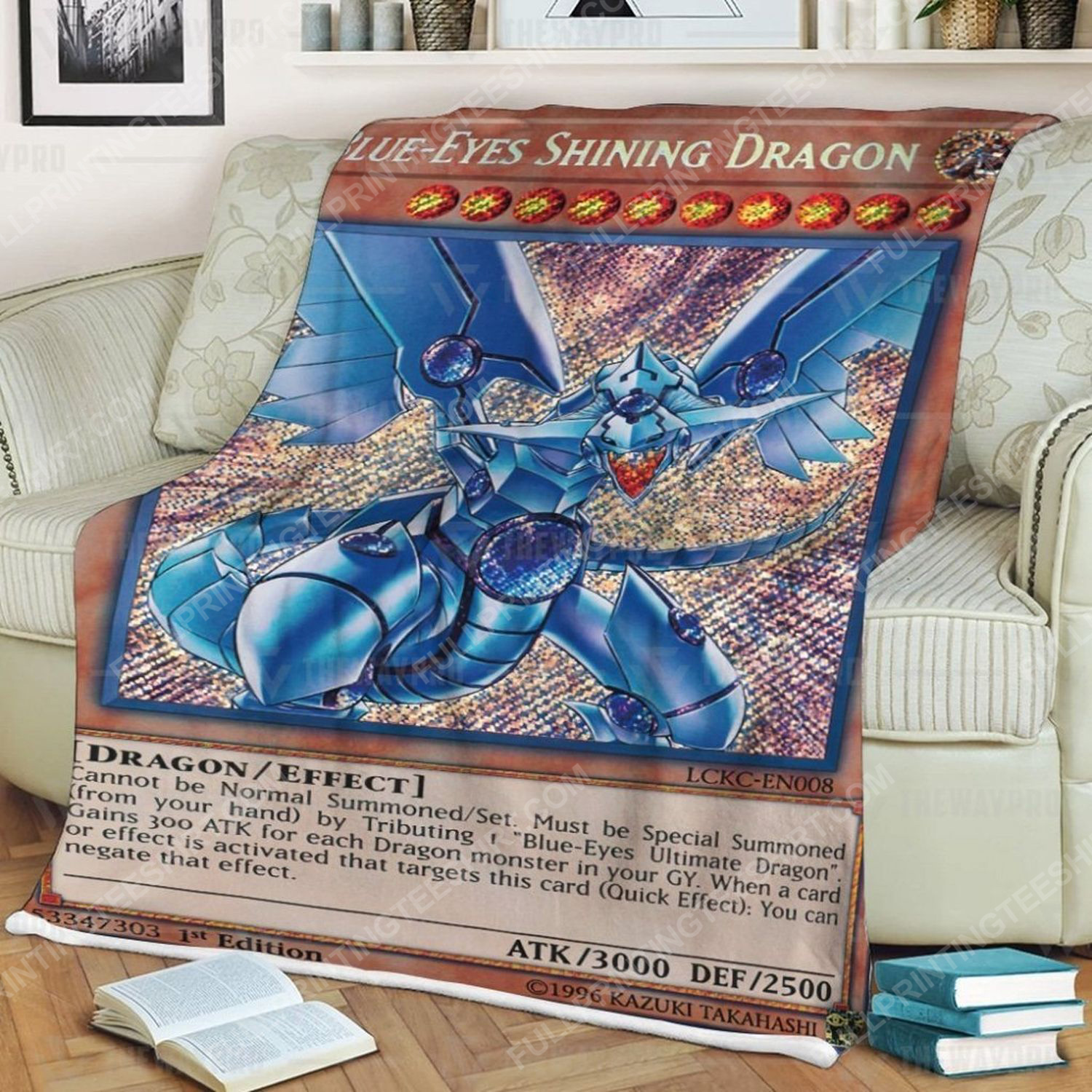 Yu-gi-oh blue eyes shining dragon full print soft blanket