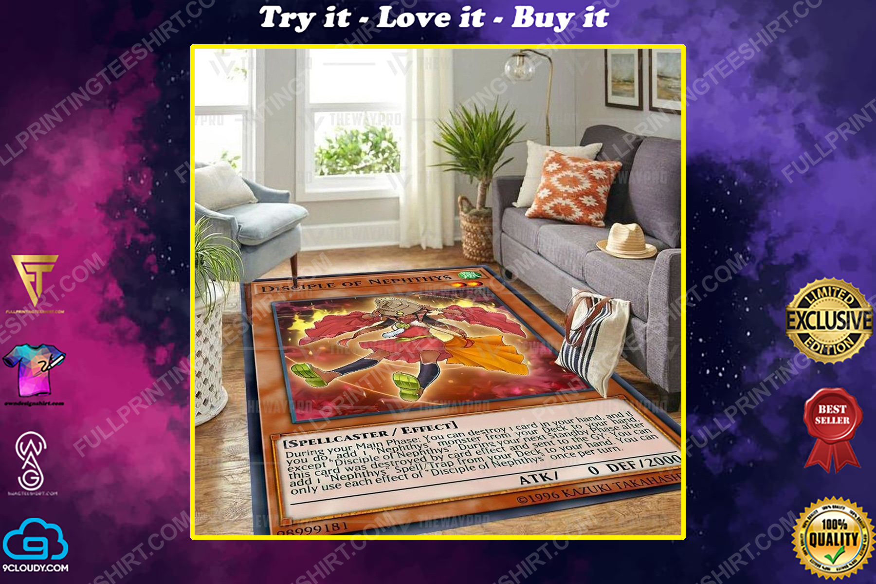 Yu-gi-oh disciple of nephthys all over print rug