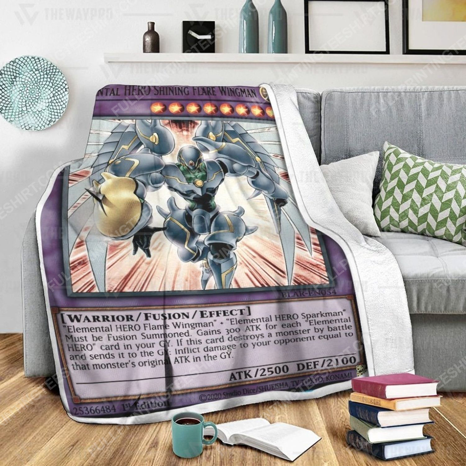 Yu-gi-oh elemental hero shining flare wingman full print soft blanket