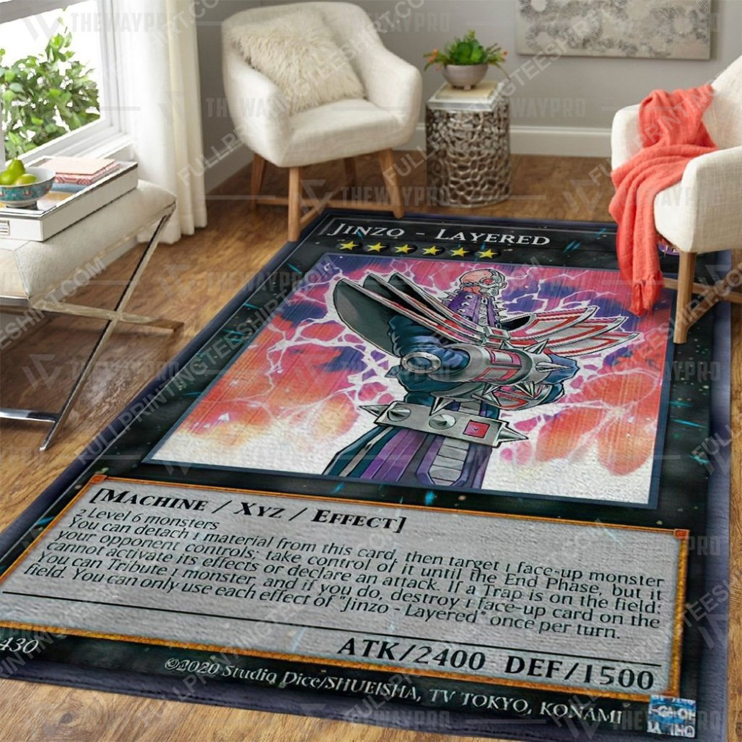 Yu-gi-oh jinzo layered all over print rug 1