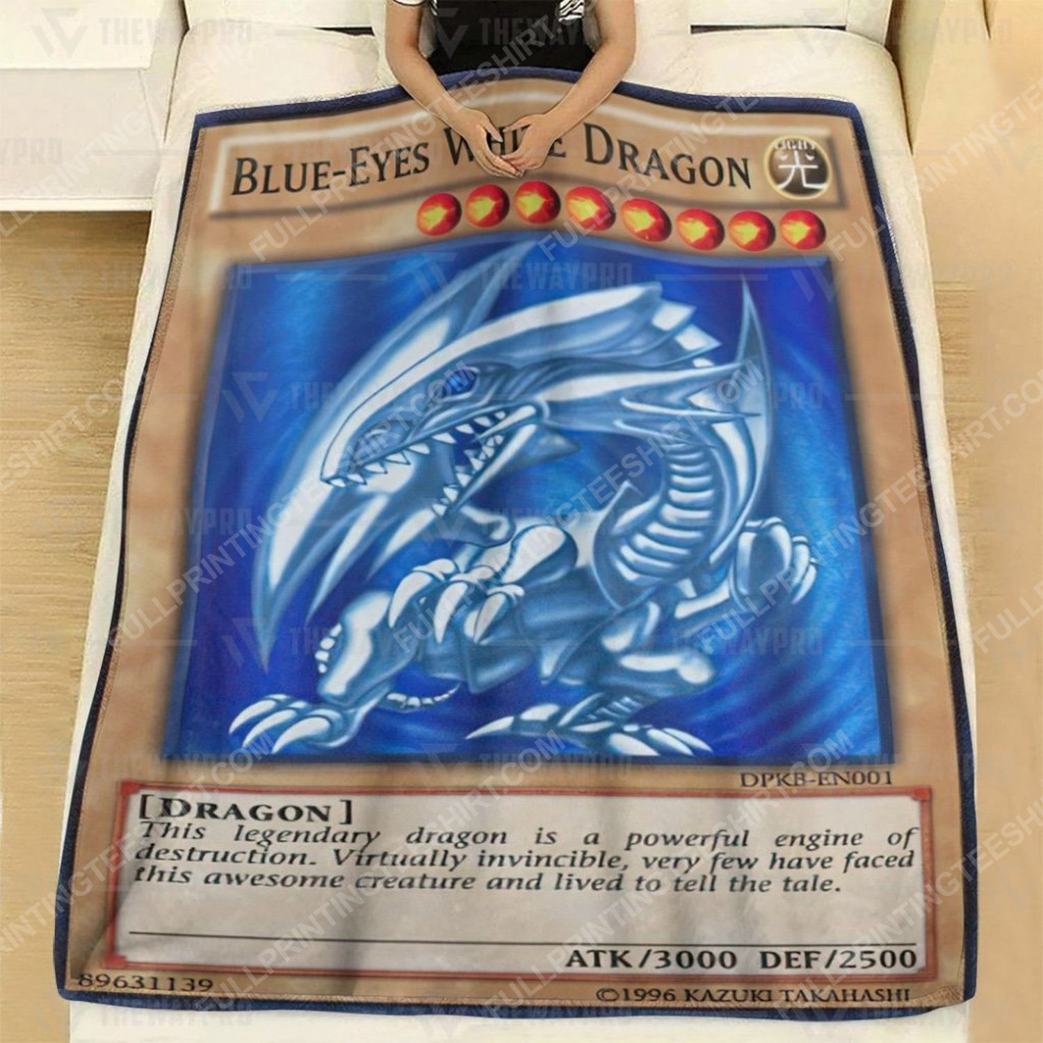 Yu-gi-oh king of games blue eyes white dragon card soft blanket