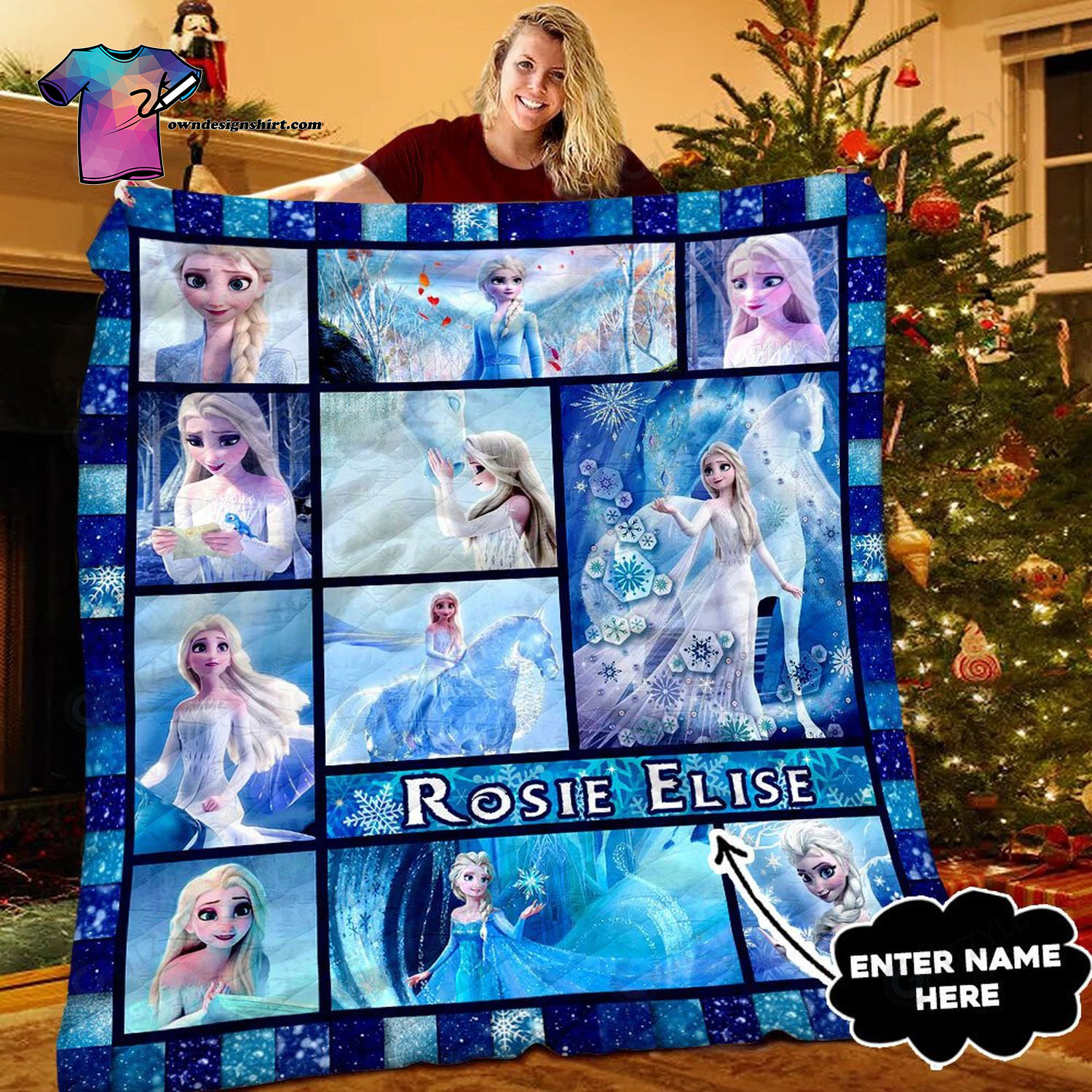 Custom Disney Frozen Elsa All Over Print Quilt