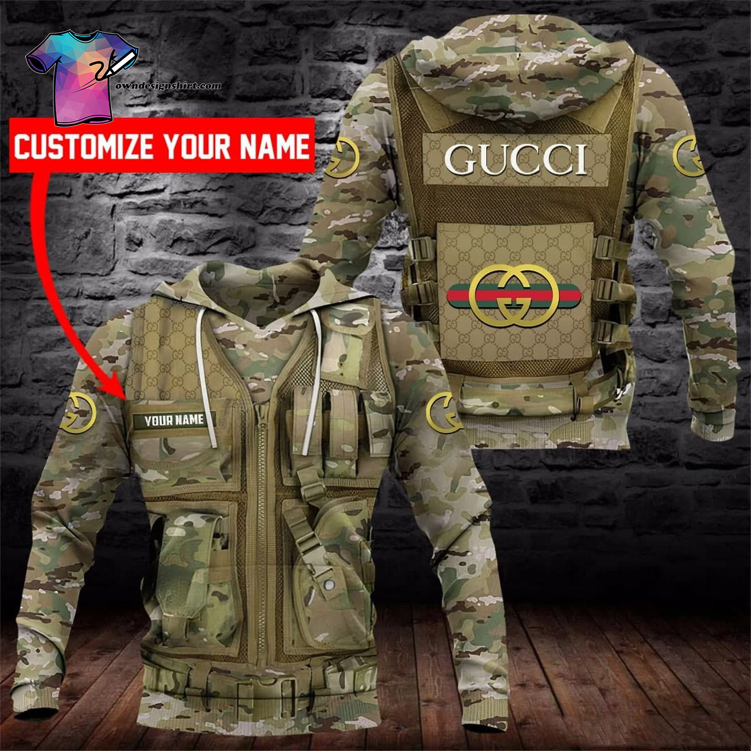 Custom Gucci Camo All Over Print Shirt