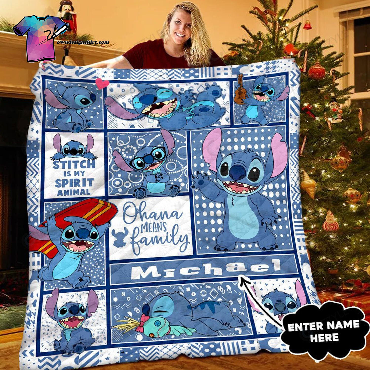 Custom Lilo And Stitch All Over Print Quilt