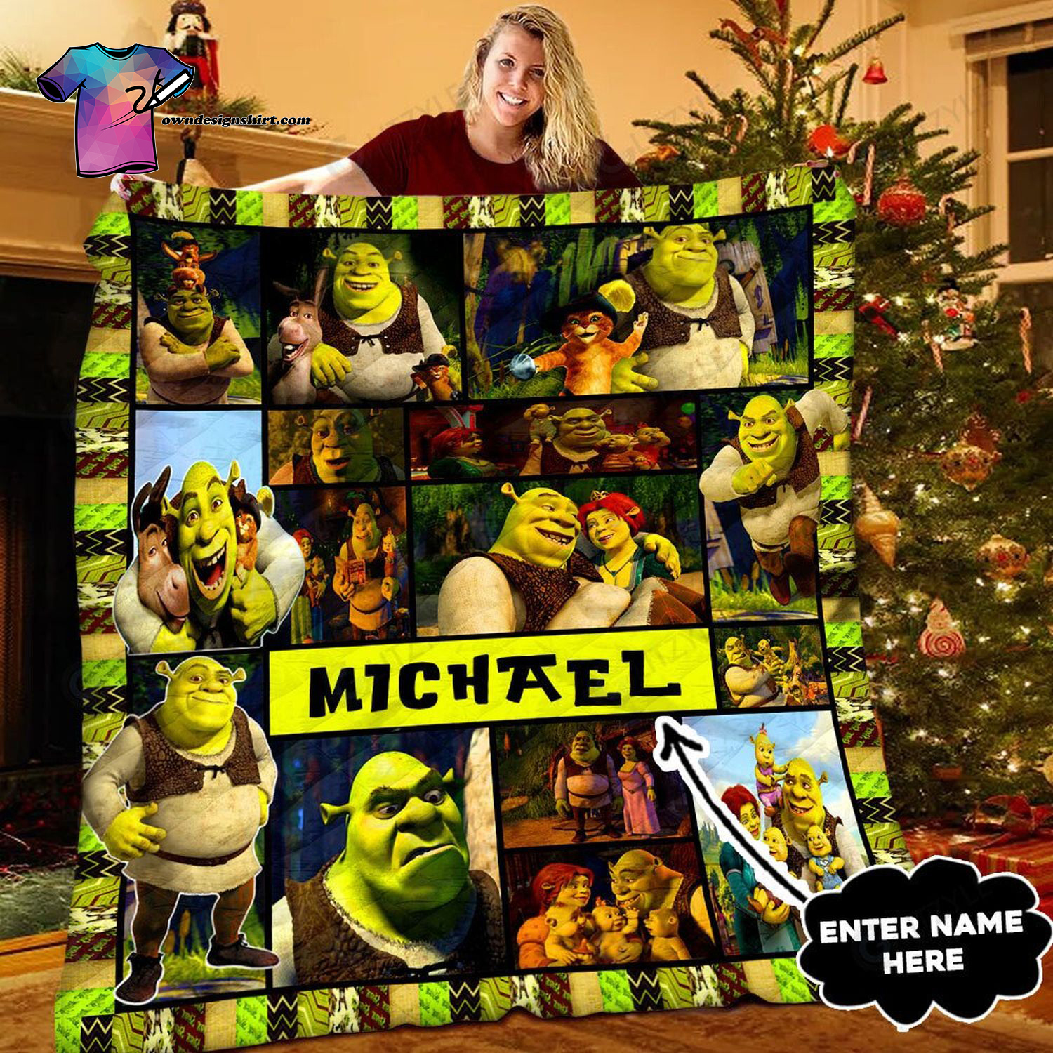 Custom Shrek Movie Characters All Over Print Quilt