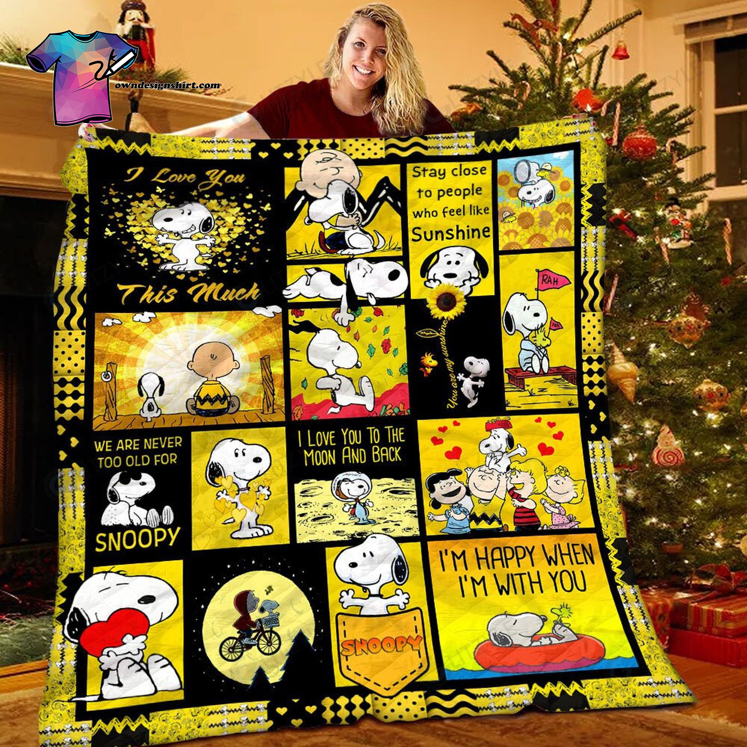 Custom Snoopy And Sunflower All Over Print Quilt