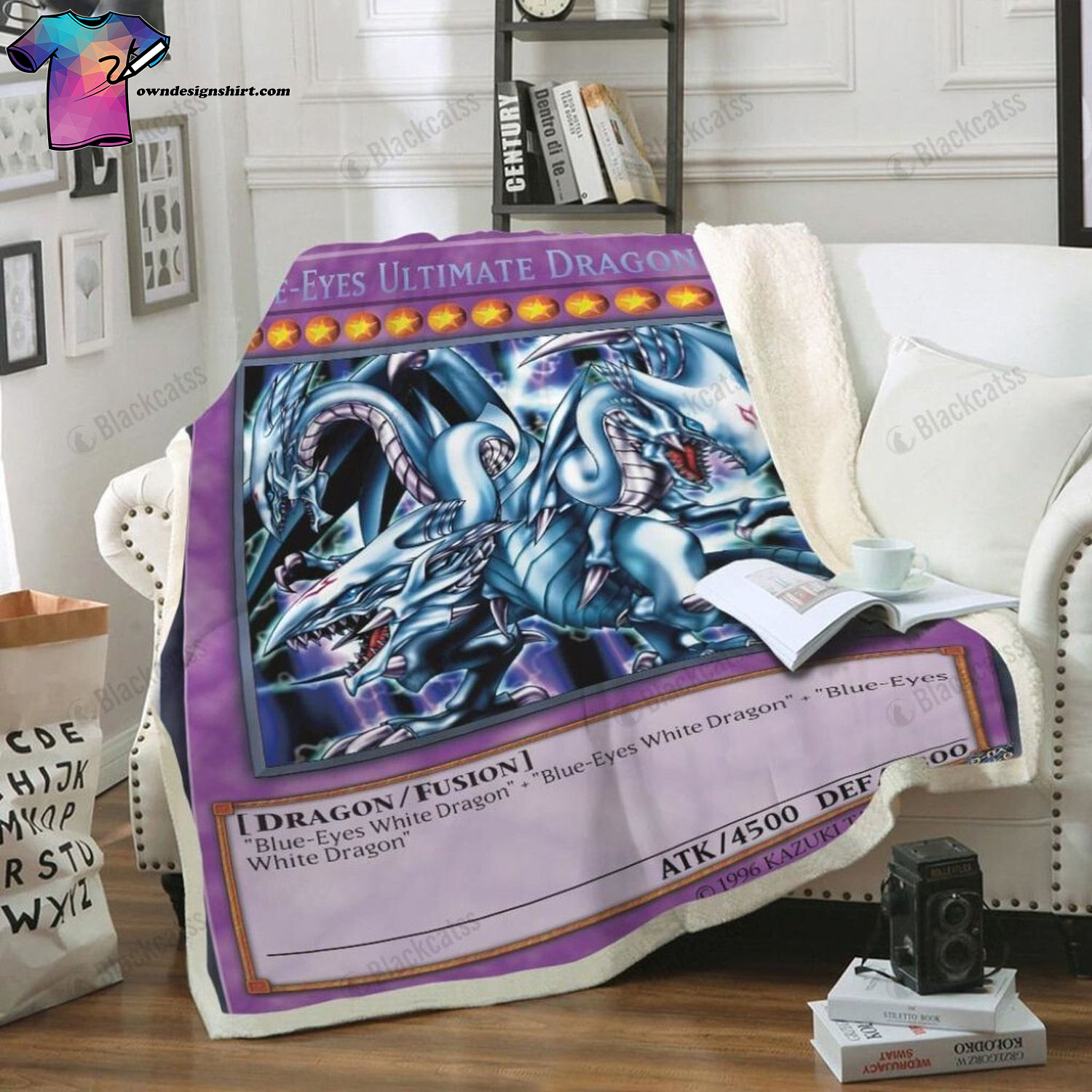 Game Yu-gi-oh Blue-Eyes Ultimate White Dragon Card Full Print Soft Blanket