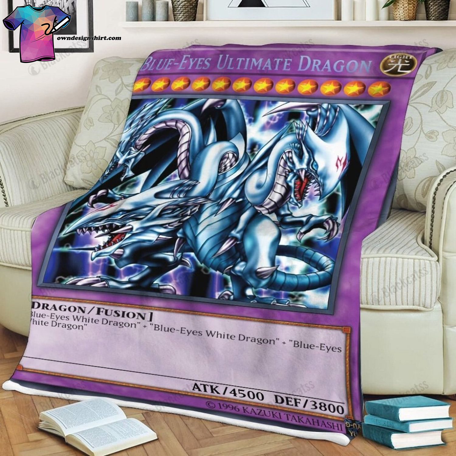 Game Yu-gi-oh Blue-Eyes Ultimate White Dragon Card Full Print Soft Blanket
