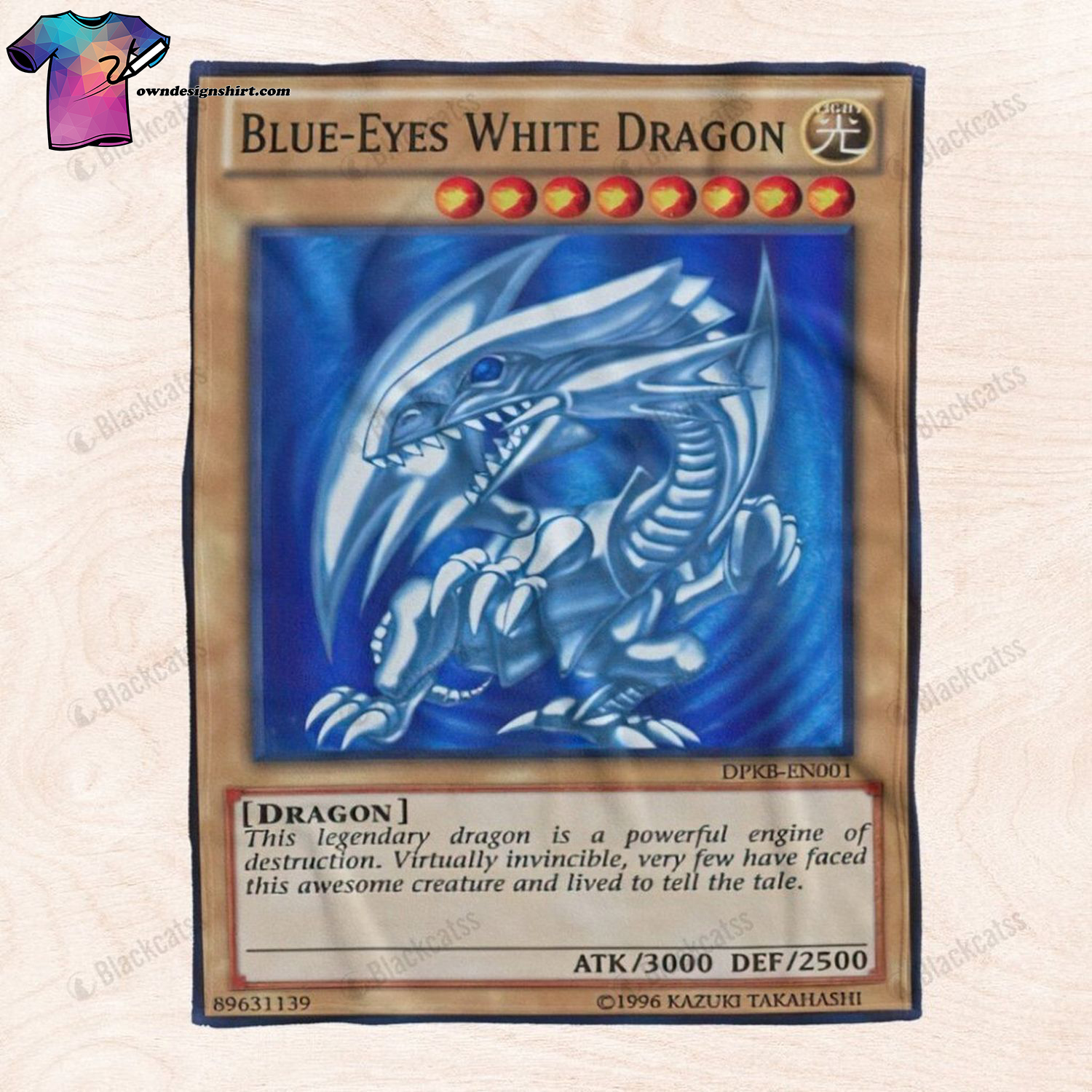 Game Yu-gi-oh Blue-Eyes White Dragon Card Full Print Soft Blanket
