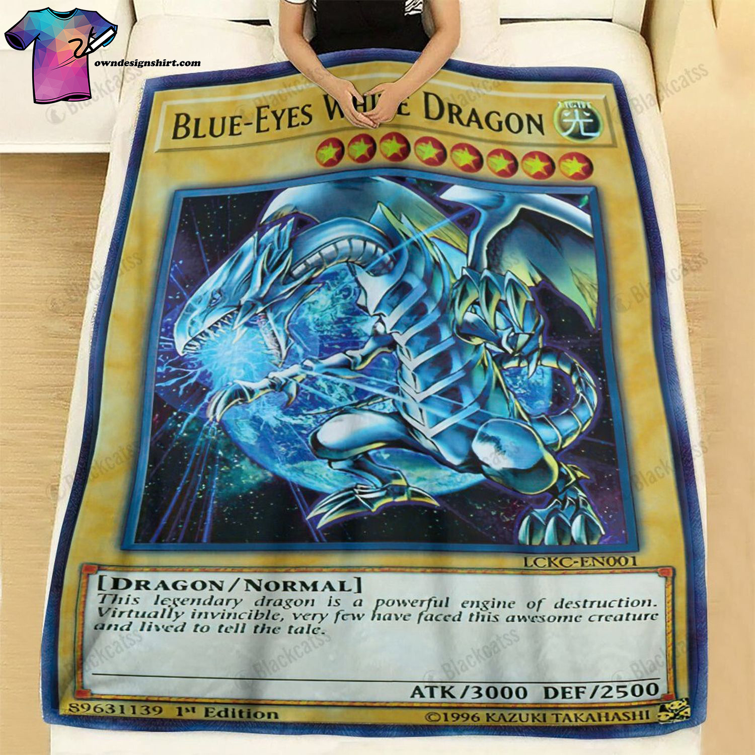 Game Yu-gi-oh Blue-Eyes White Dragon Full Print Soft Blanket