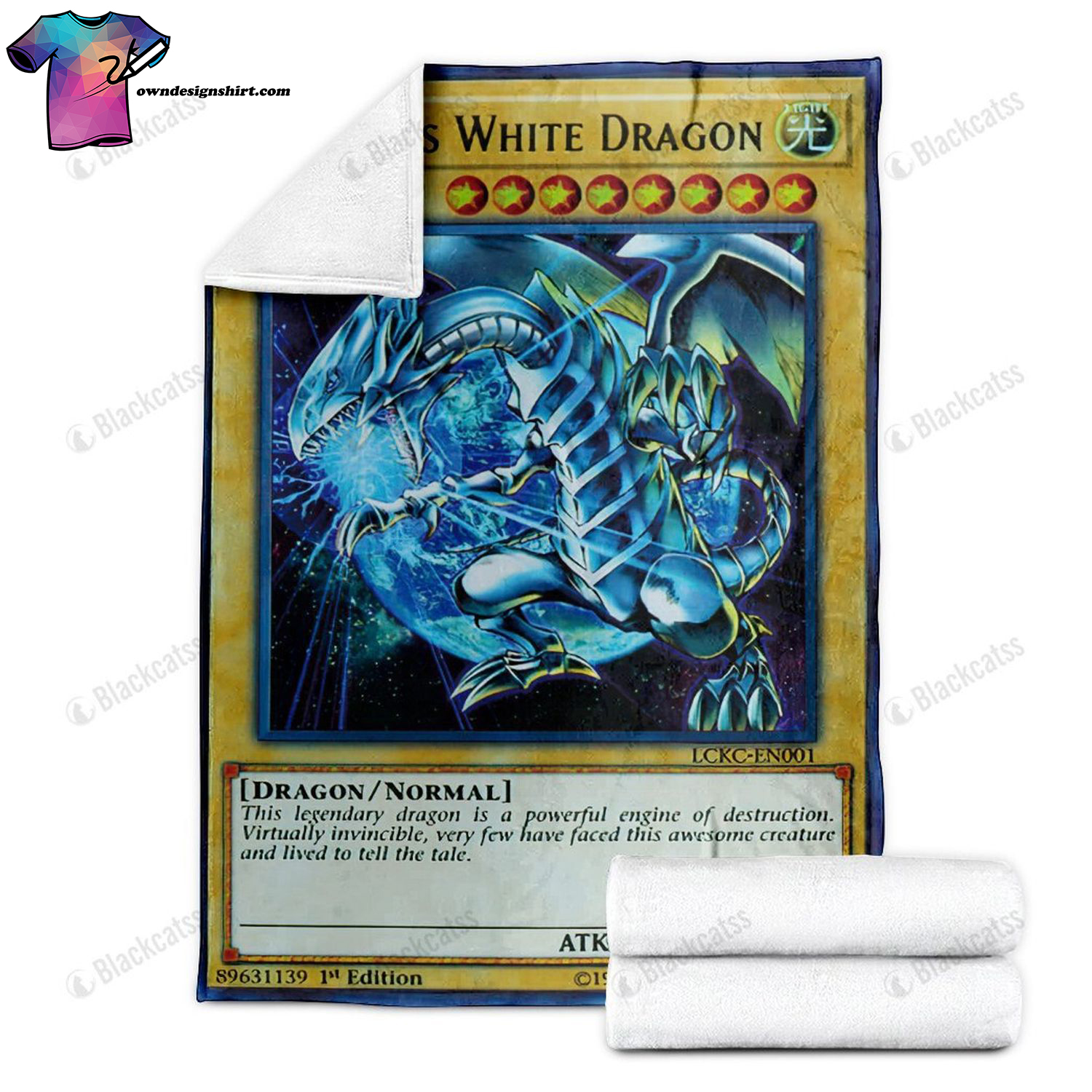 Game Yu-gi-oh Blue-Eyes White Dragon Full Print Soft Blanket