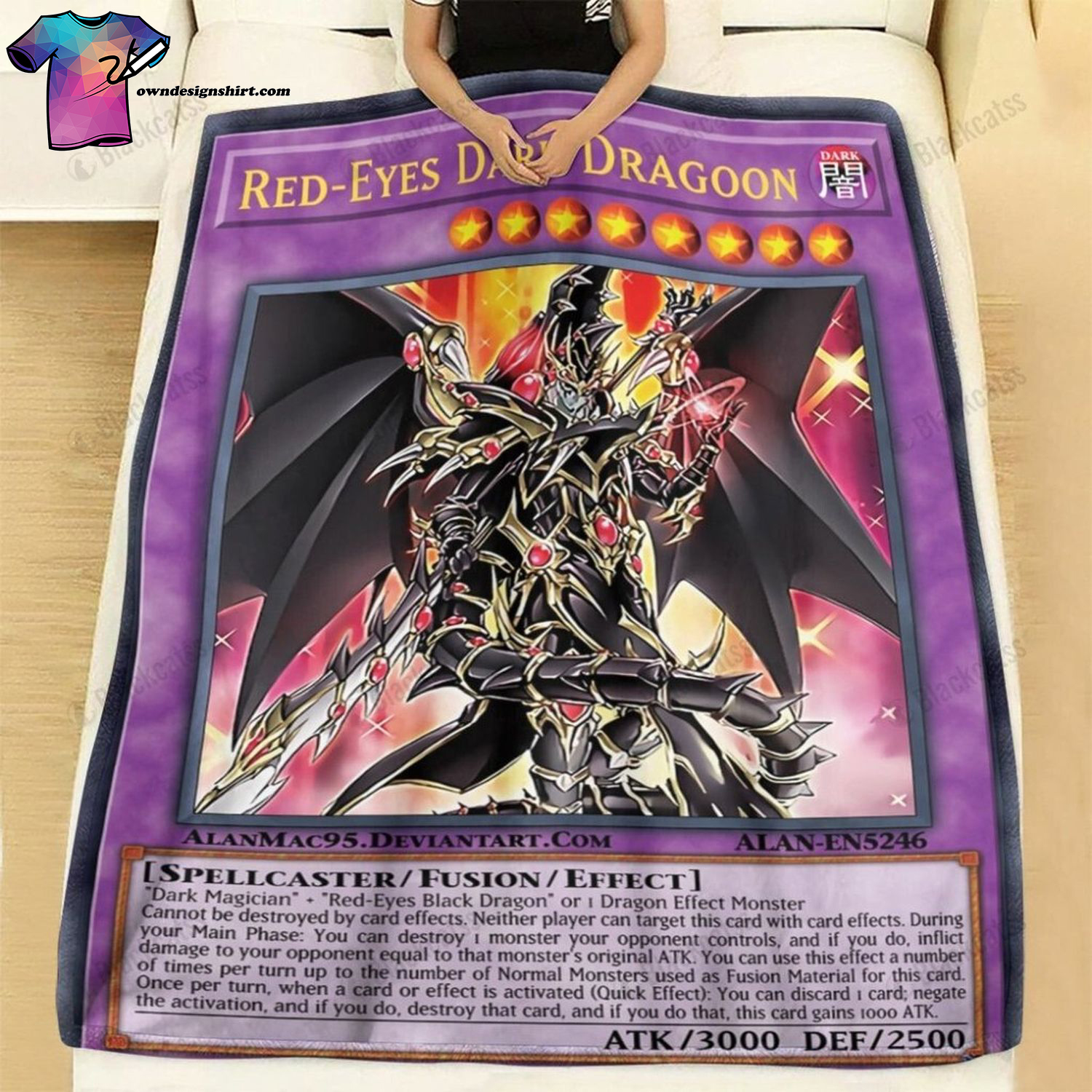 Game Yu-gi-oh Red-Eyes Dark Dragoon Full Print Soft Blanket