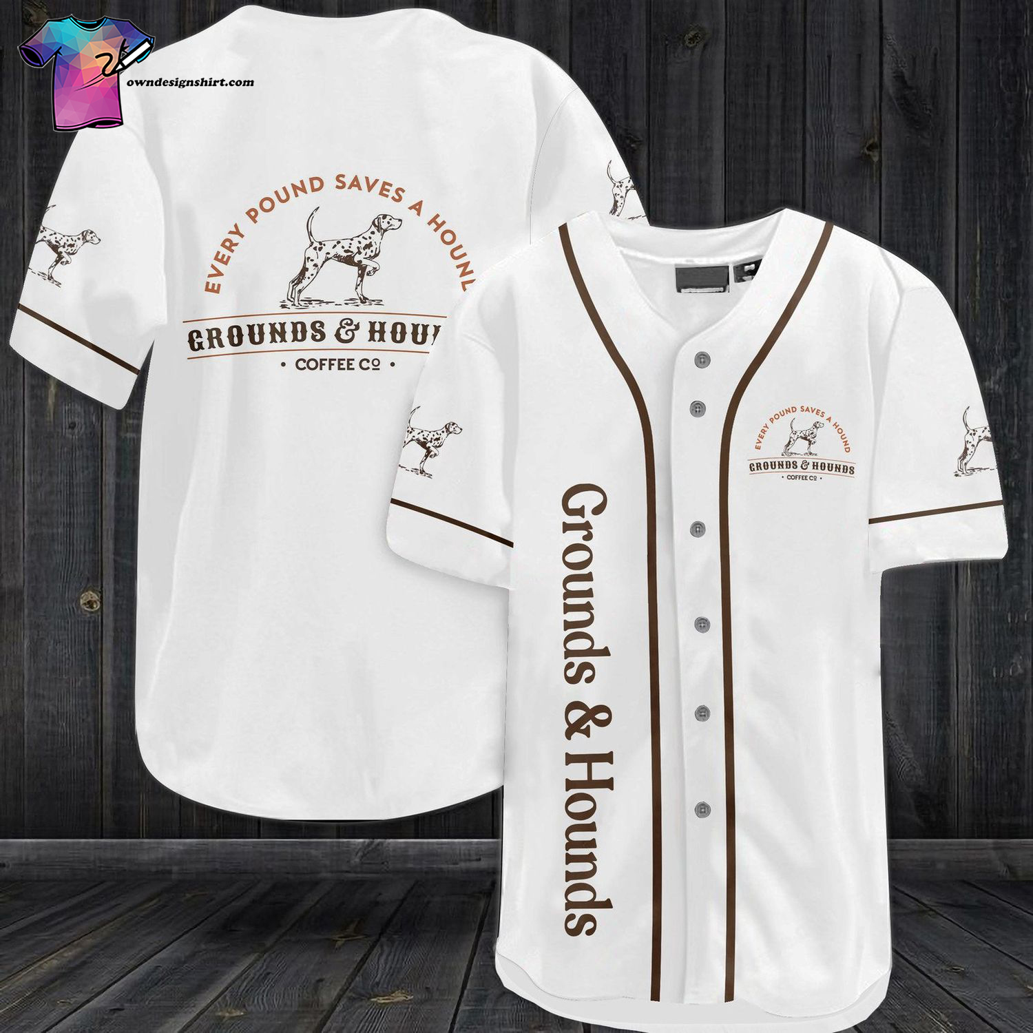 Grounds And Hounds Coffee All Over Print Baseball Jersey