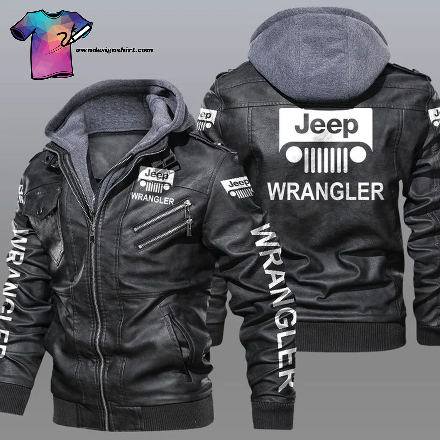 Jeep Wrangler Car Logo Leather Jacket