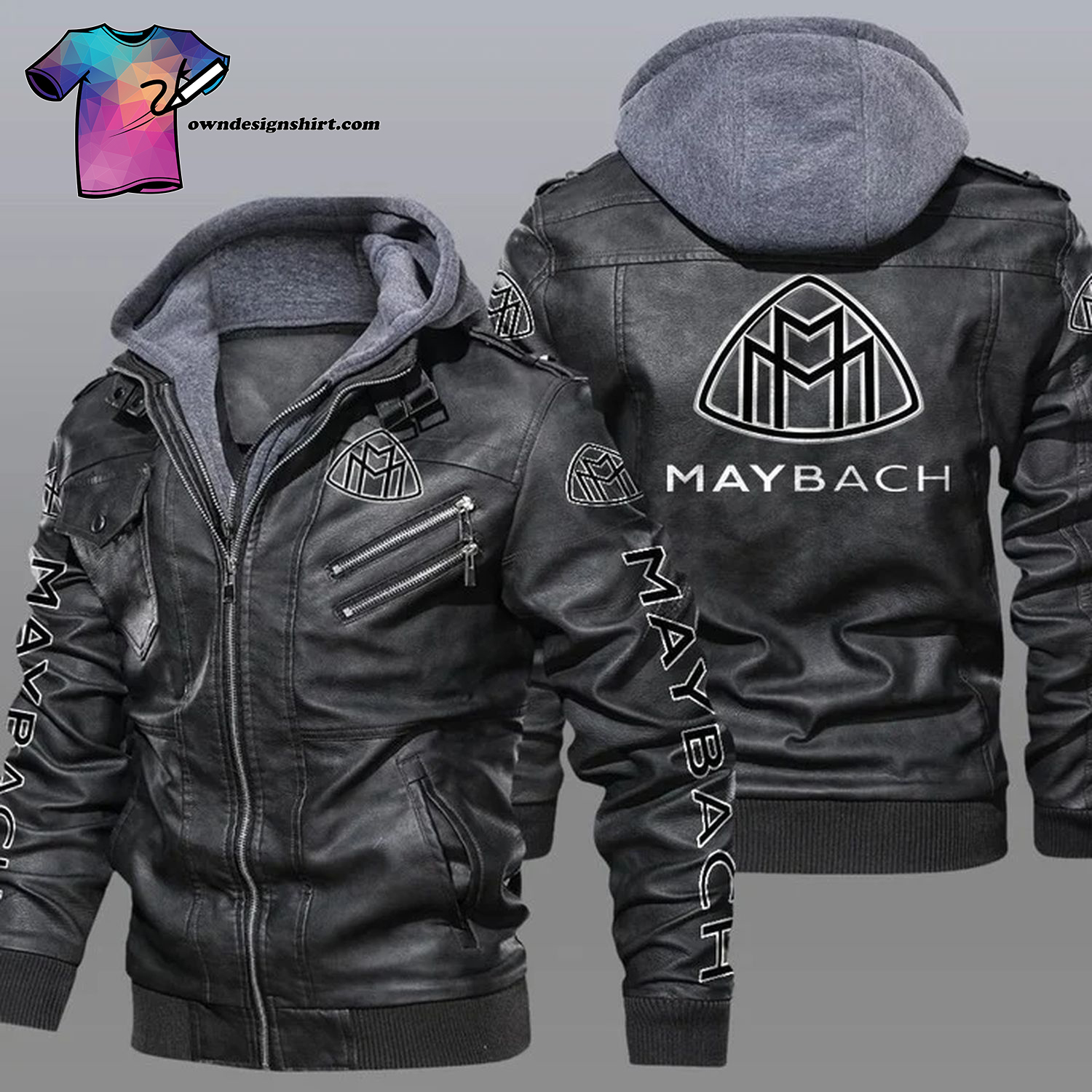 Maybach Luxury Car Logo Leather Jacket