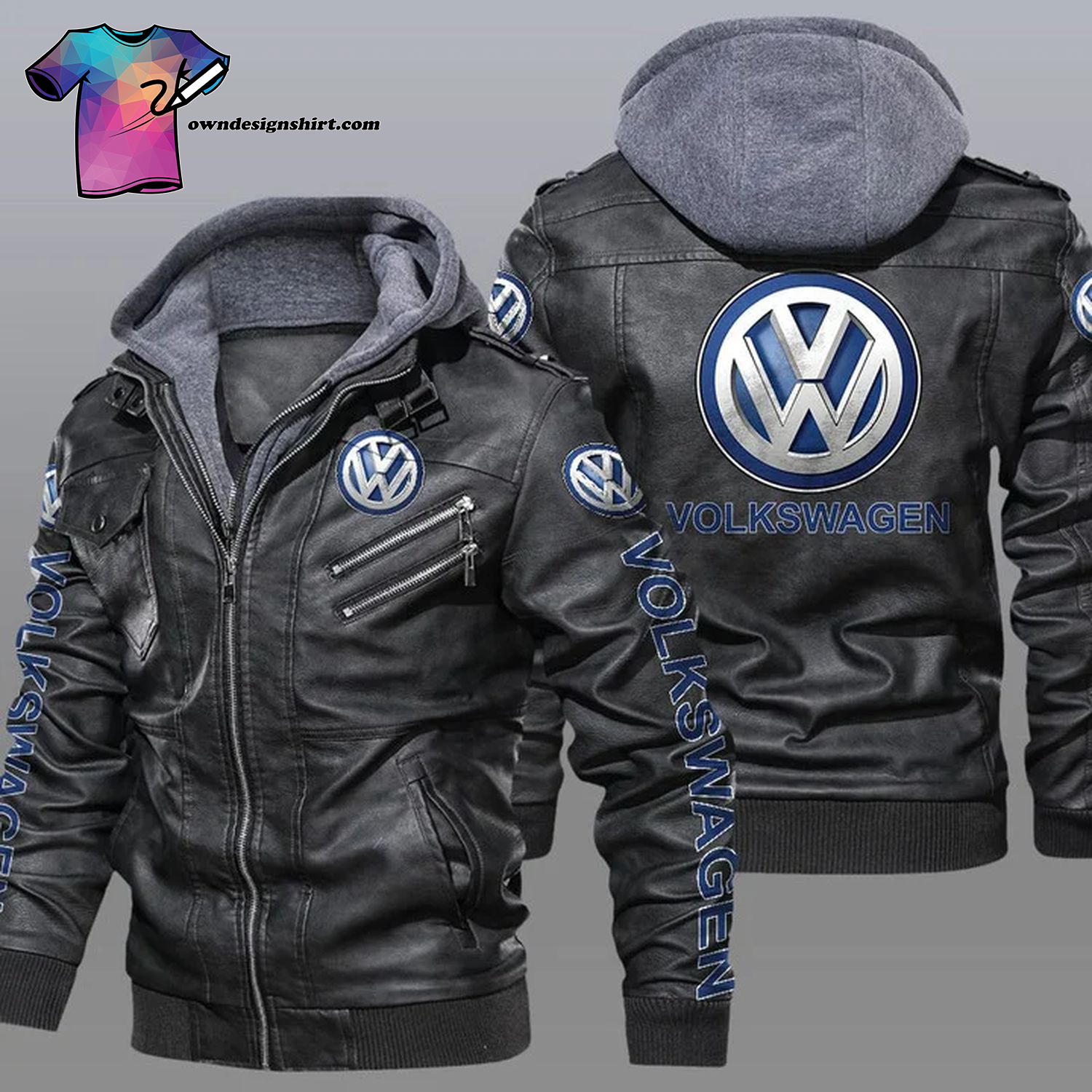 Volkswagen Car Symbol Leather Jacket