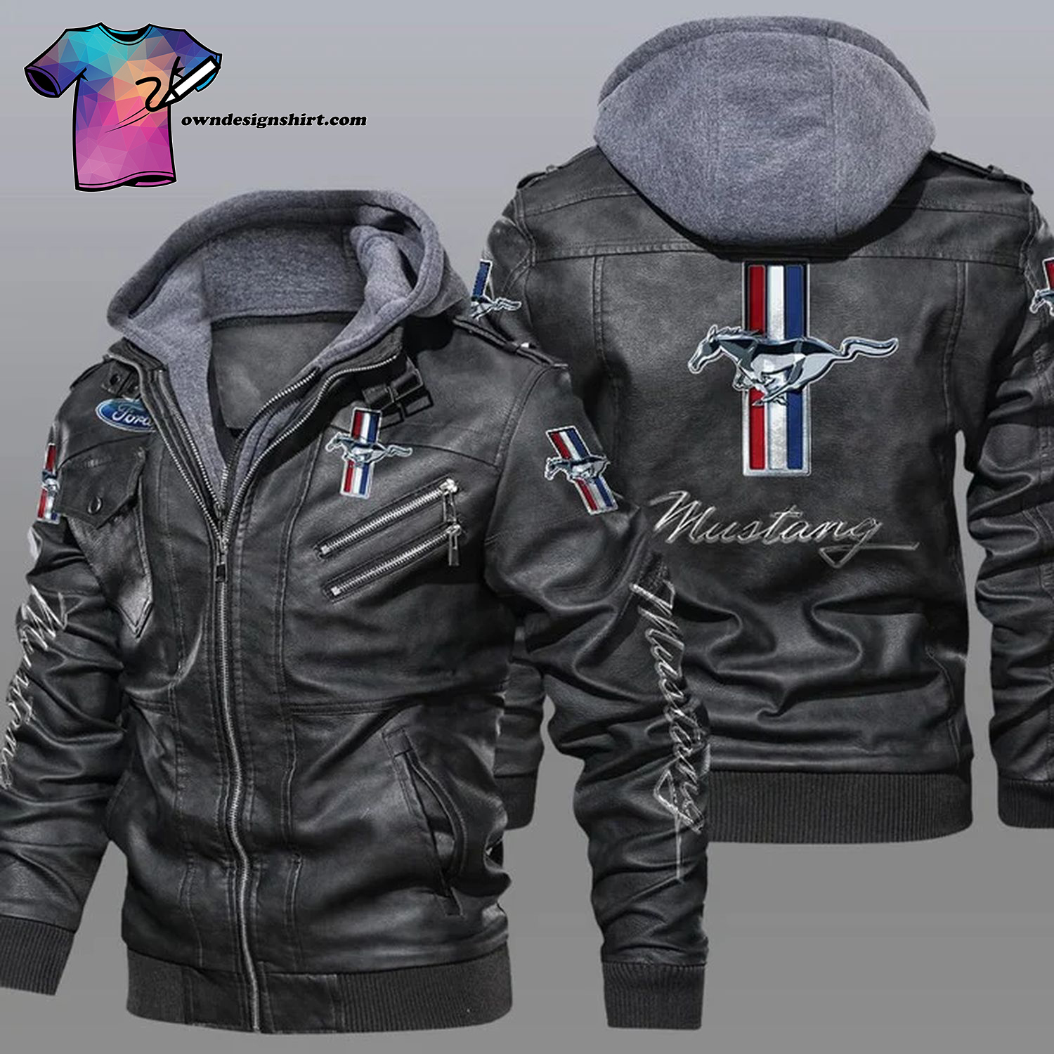 Ford Mustang Car Symbol Leather Jacket