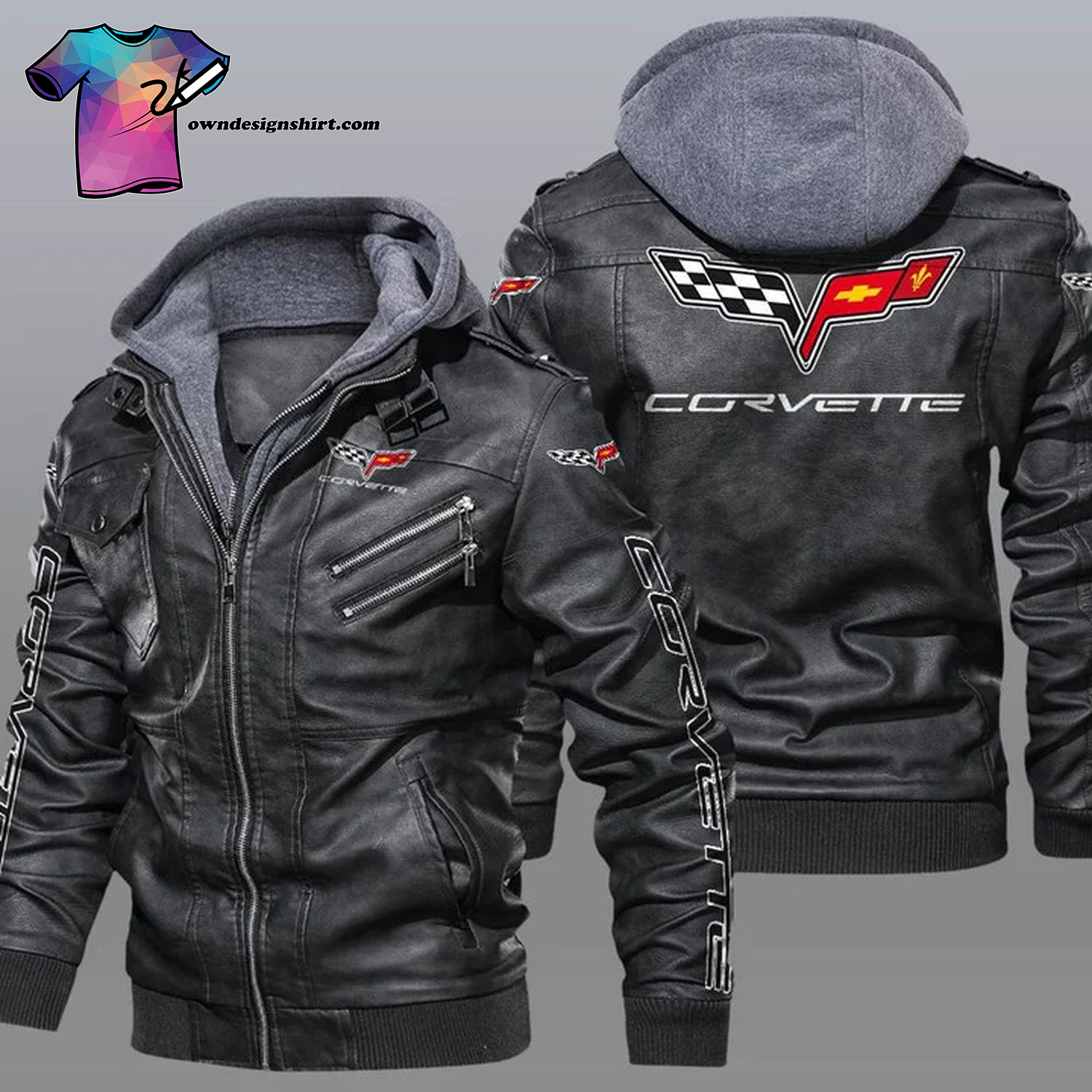 Chevrolet Corvette Car Symbol Leather Jacket