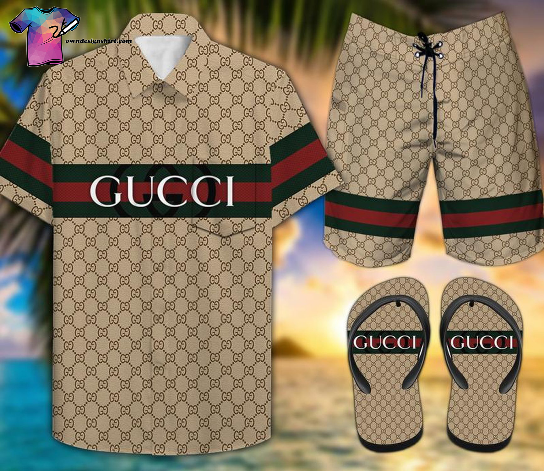 Gucci GG bouquets Luxury Brand Limited Combo Hawaiian Shirt Shorts and Flip  Flops