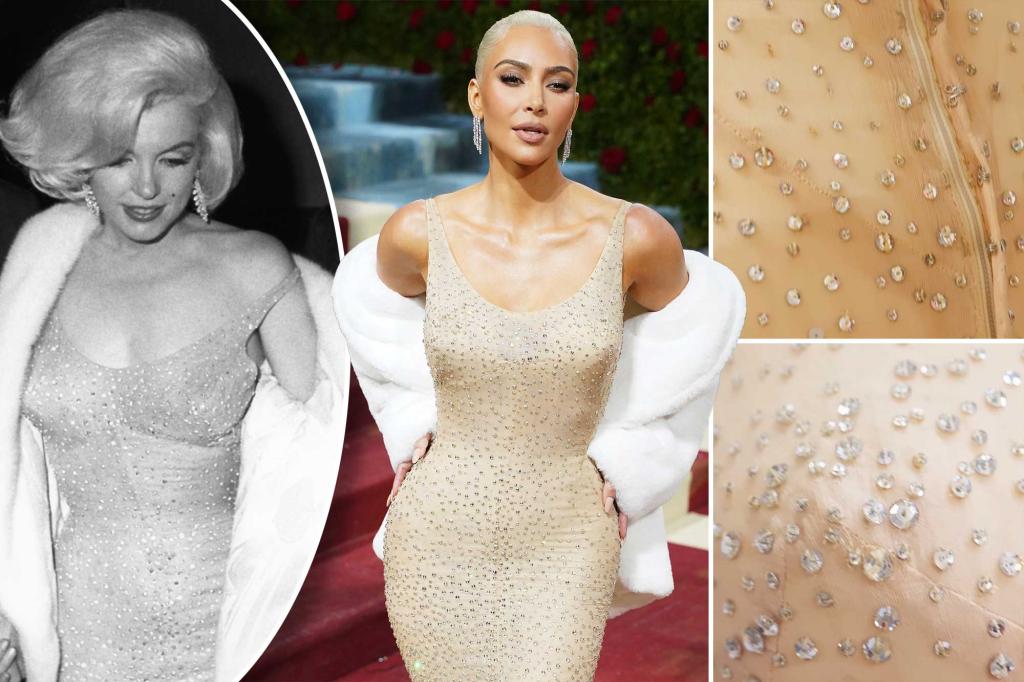 Marilyn monroe's 60-year-old dress broke, who helped kim kardashian?