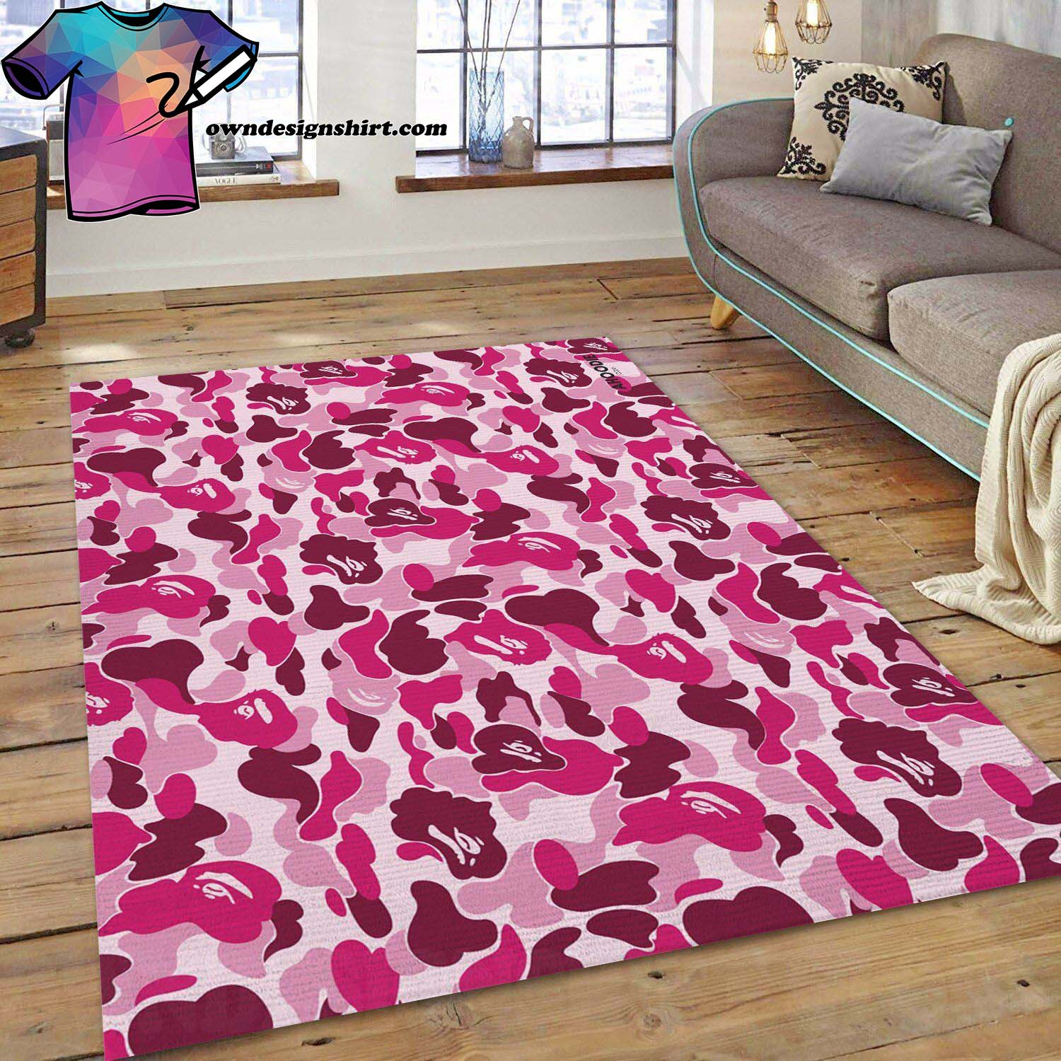 Bape area rug for christmas fashion brand rug living room rug