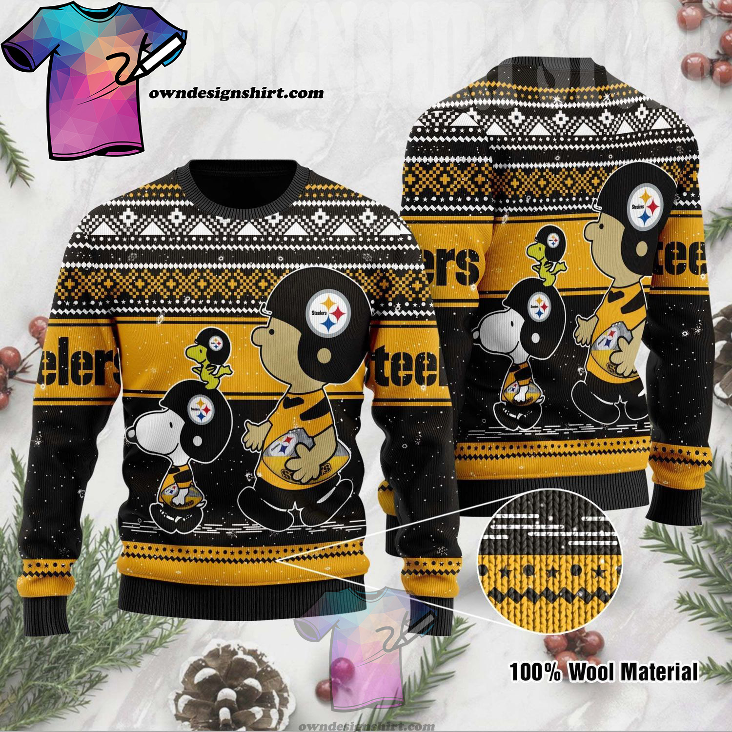 Pittsburgh Steelers The Charlie Brown And Snoopy Show Ugly Christmas Sweater