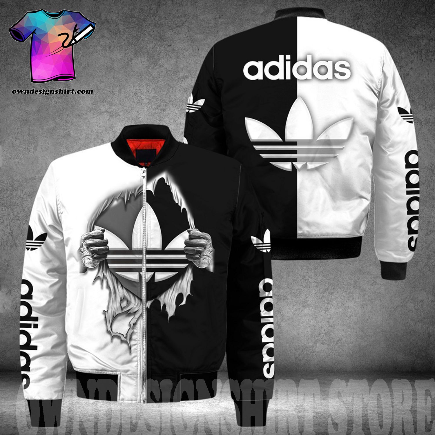 Rummet mærkning marxistisk The best selling] Adidas Classic Monogram New Version Full Printing Bomber  Jacket