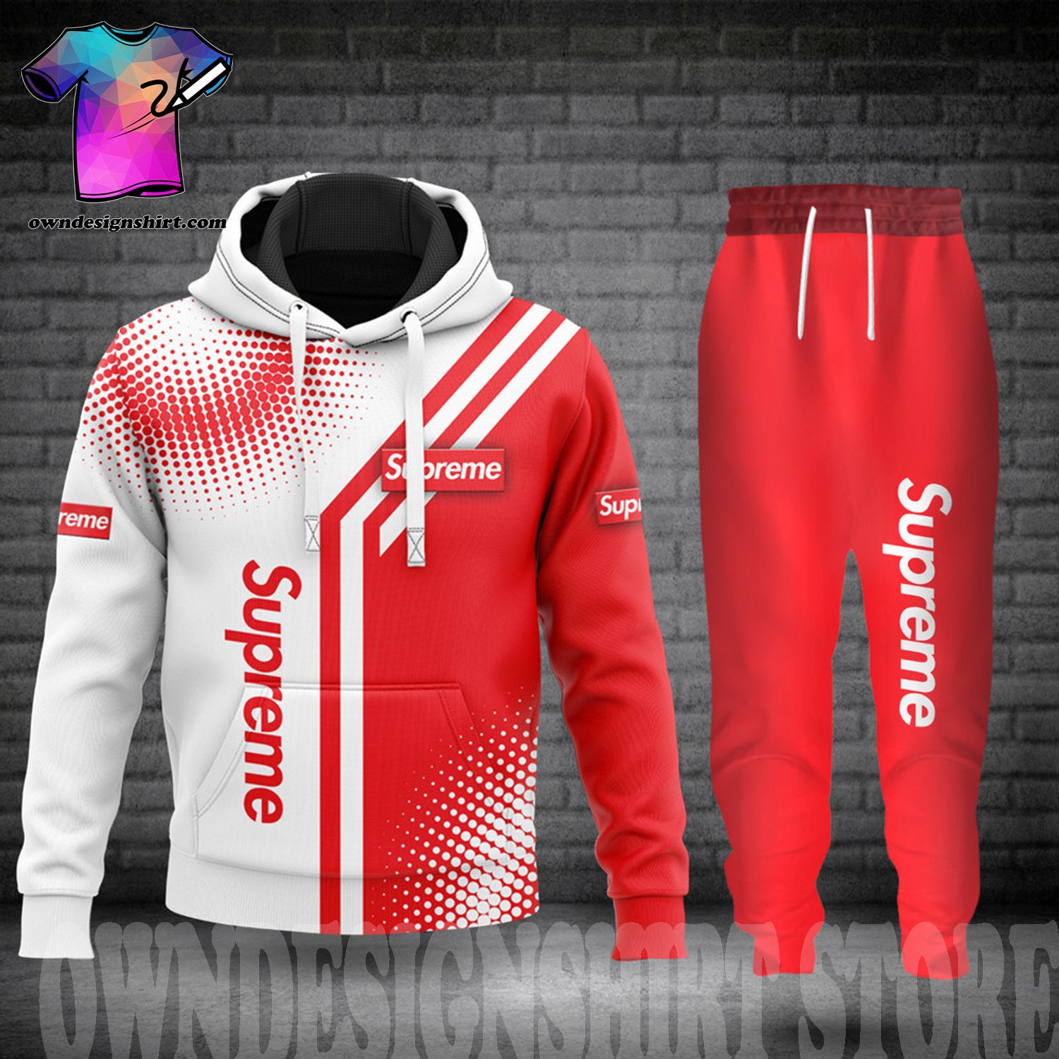 The best selling] Supreme Classic Symbol Pattern New Fashion Hoodie And  Pants